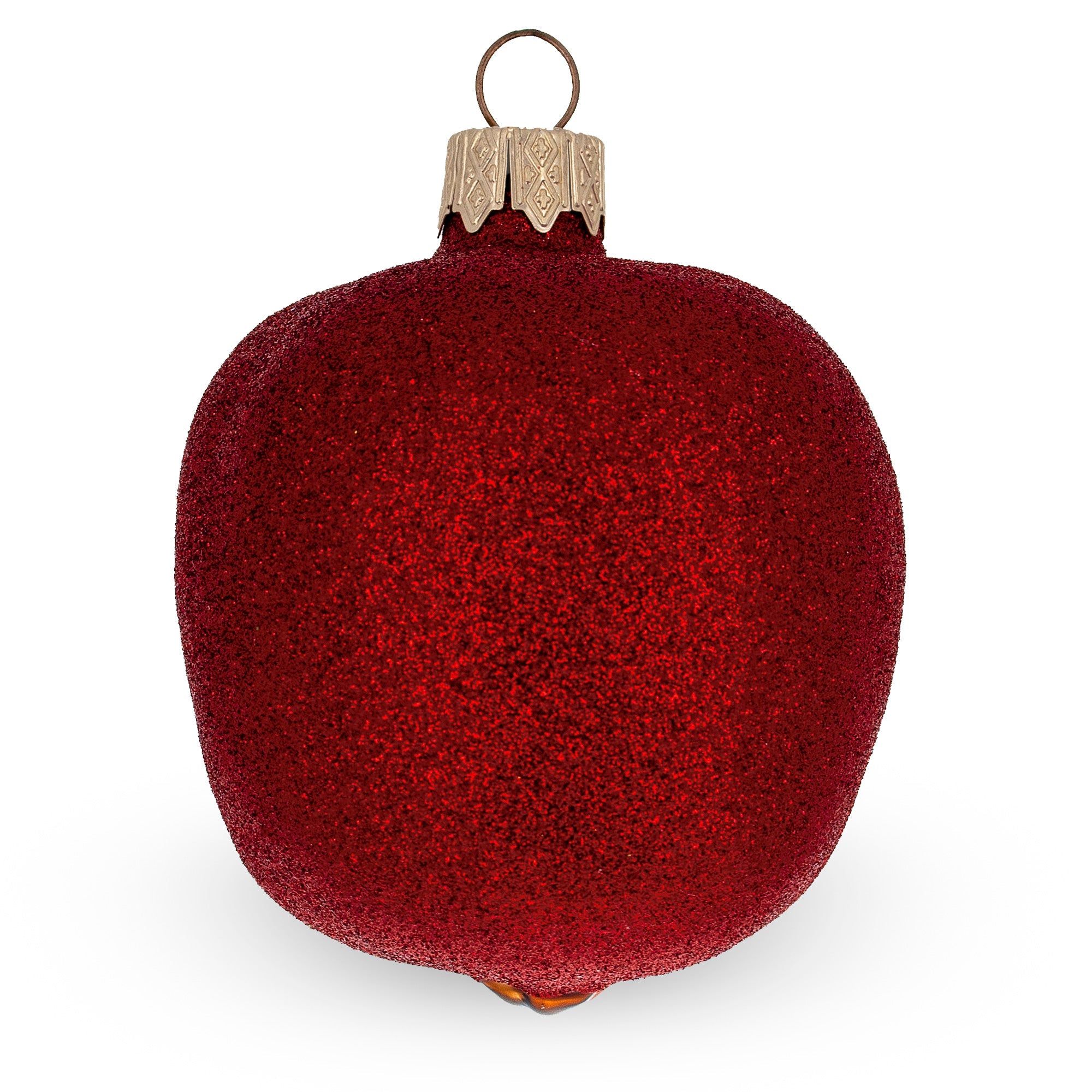 Glittered Red Apple Glass Christmas Ornament