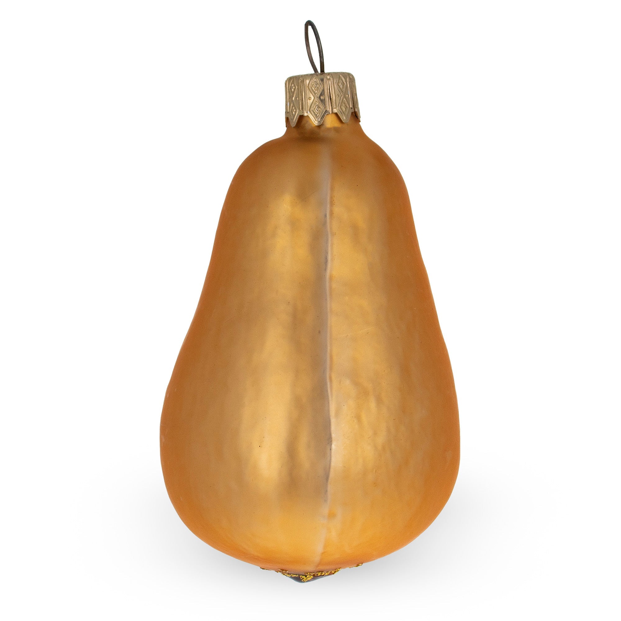 Pear With Shiny Leaf Glass Christmas Ornament