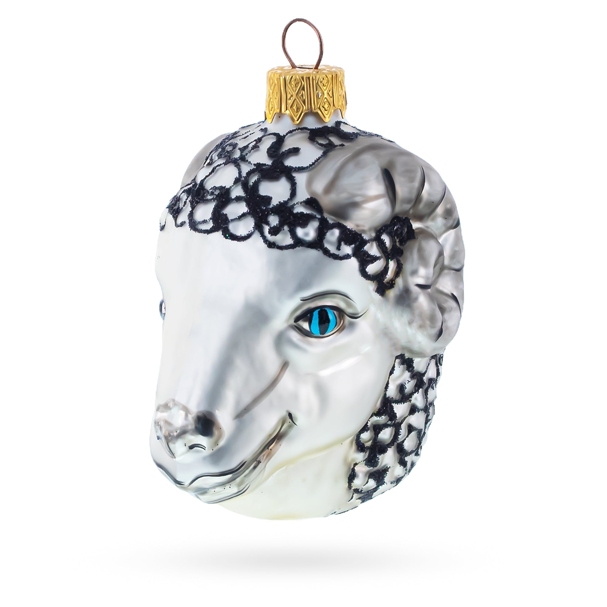 Ram Head Glass Christmas Ornament