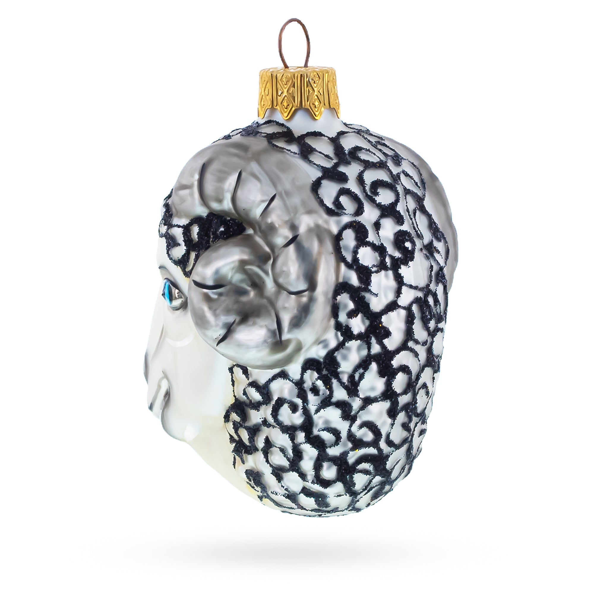 Ram Head Glass Christmas Ornament