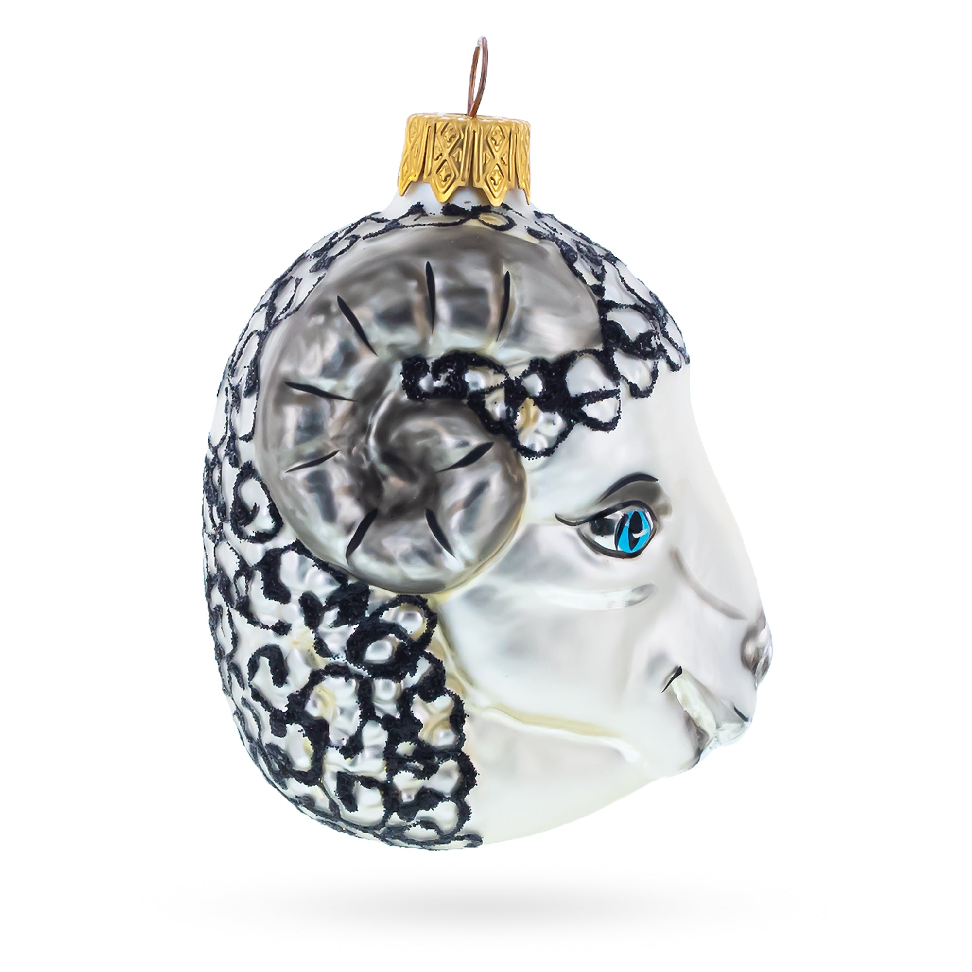 Ram Head Glass Christmas Ornament