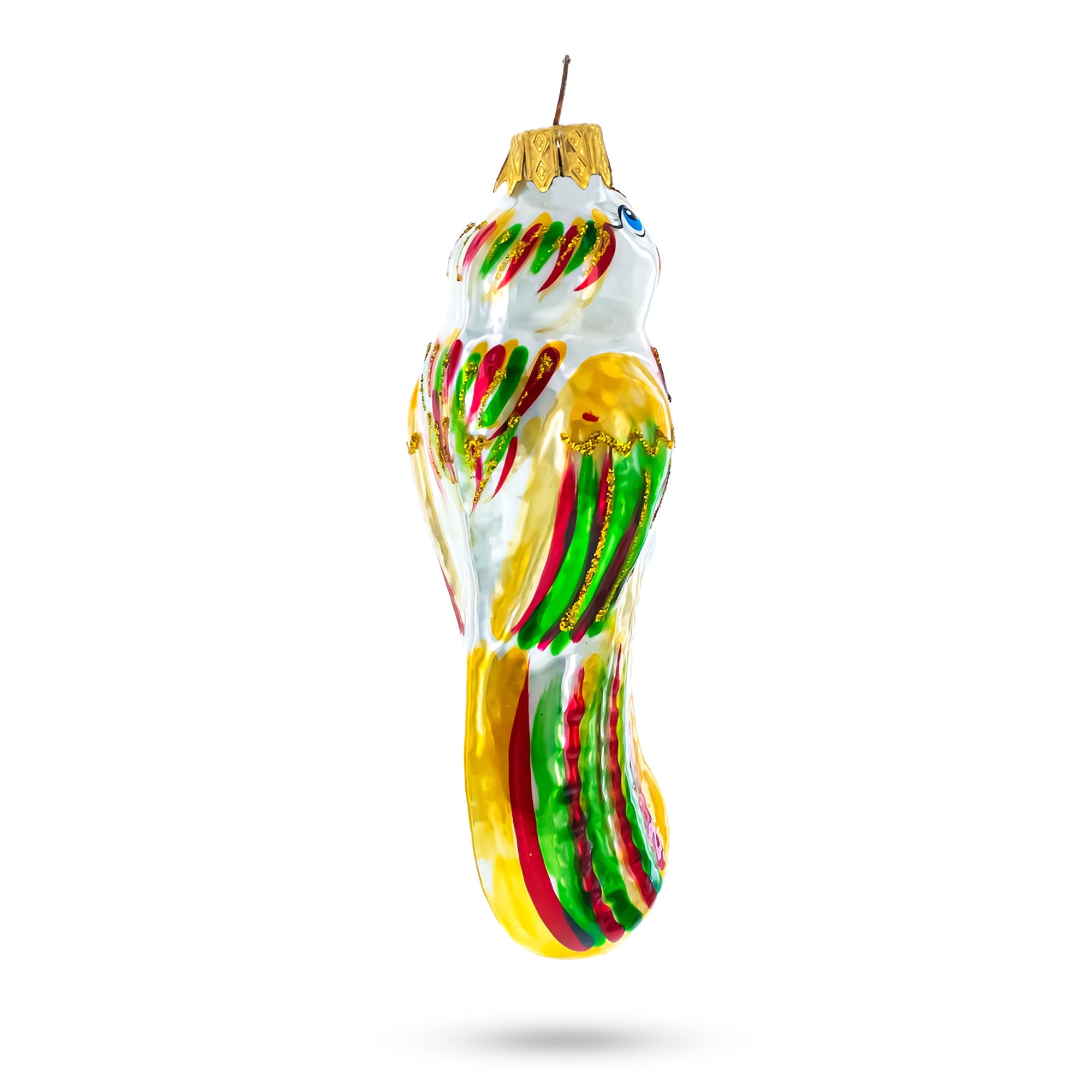 Vibrant Multicolored Parrot Glass Christmas Ornament