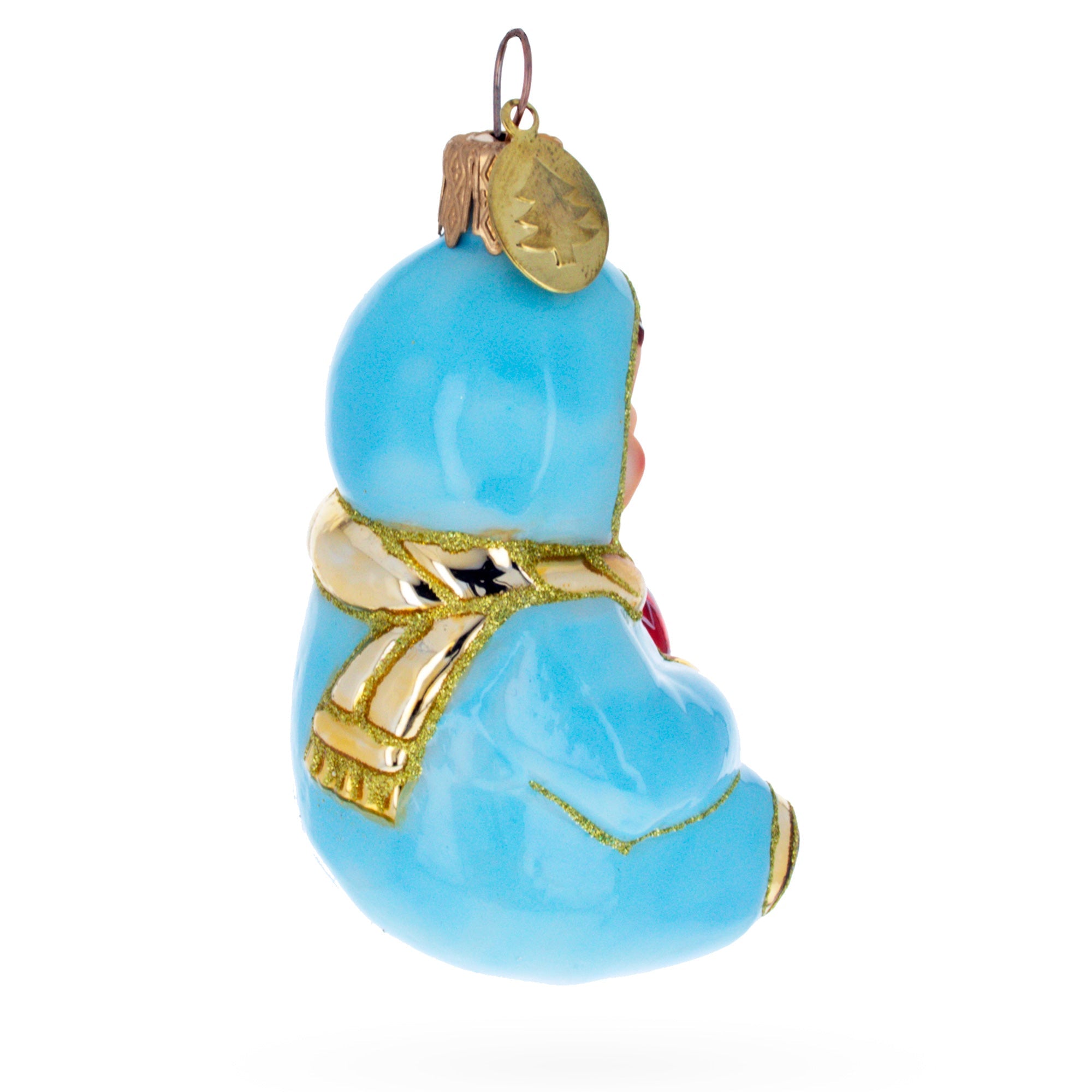 Toddler Boy In Blue Glass Christmas Ornament