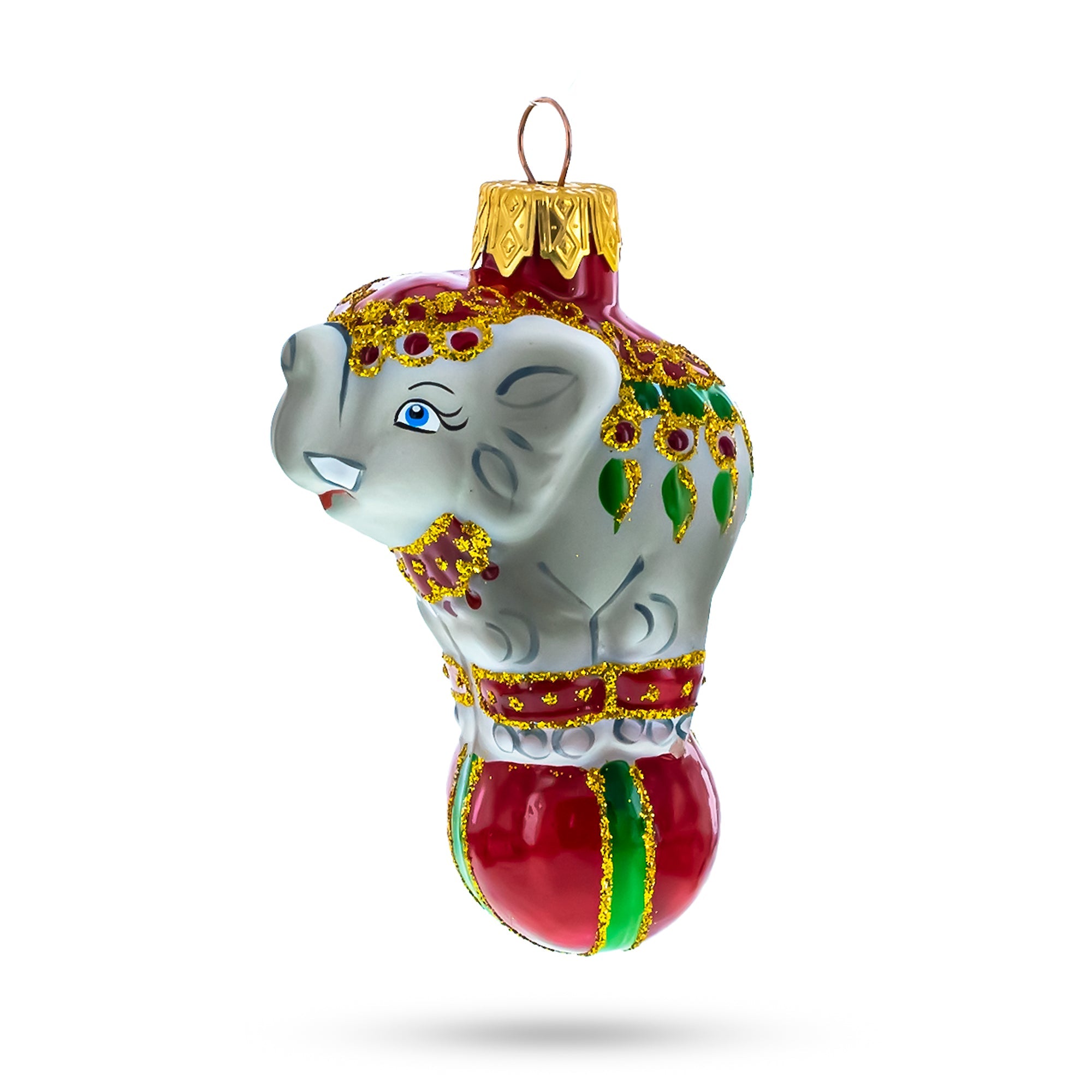 Circus Elephant On The Ball Glass Ornaments