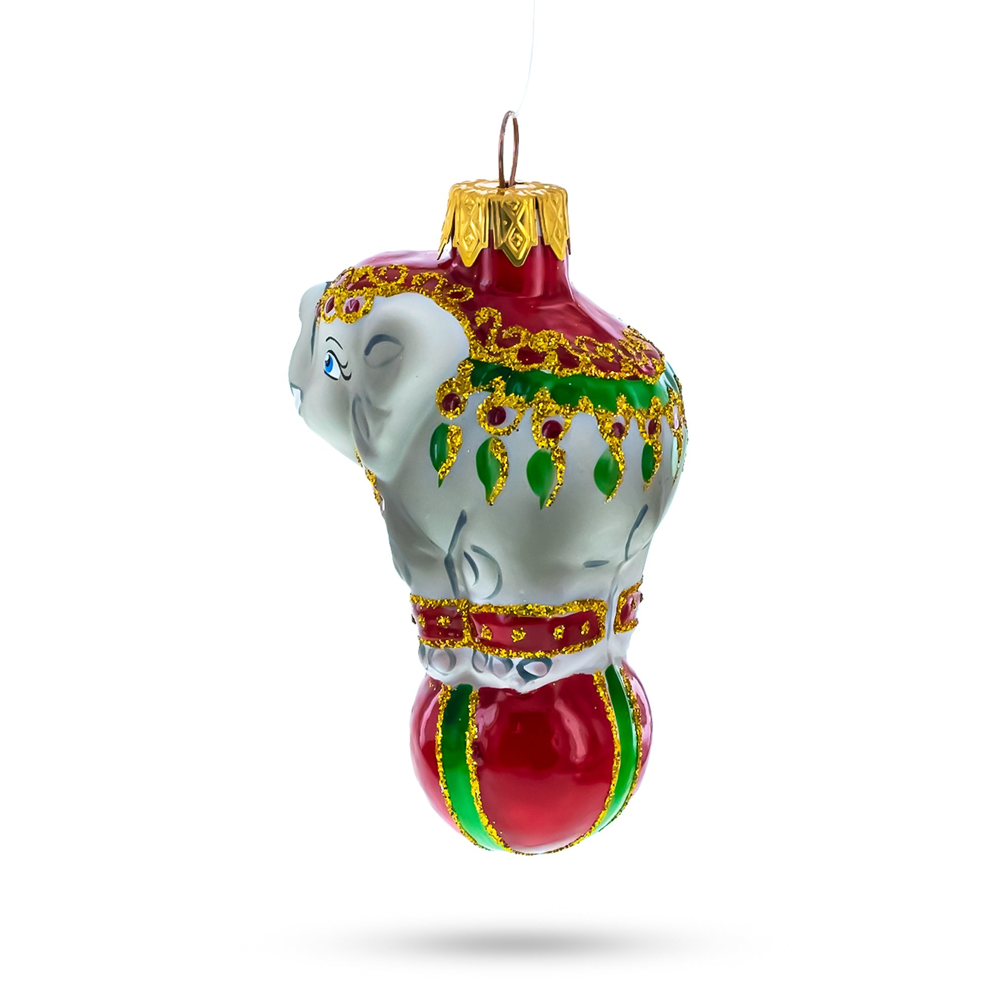 Circus Elephant On The Ball Glass Ornaments