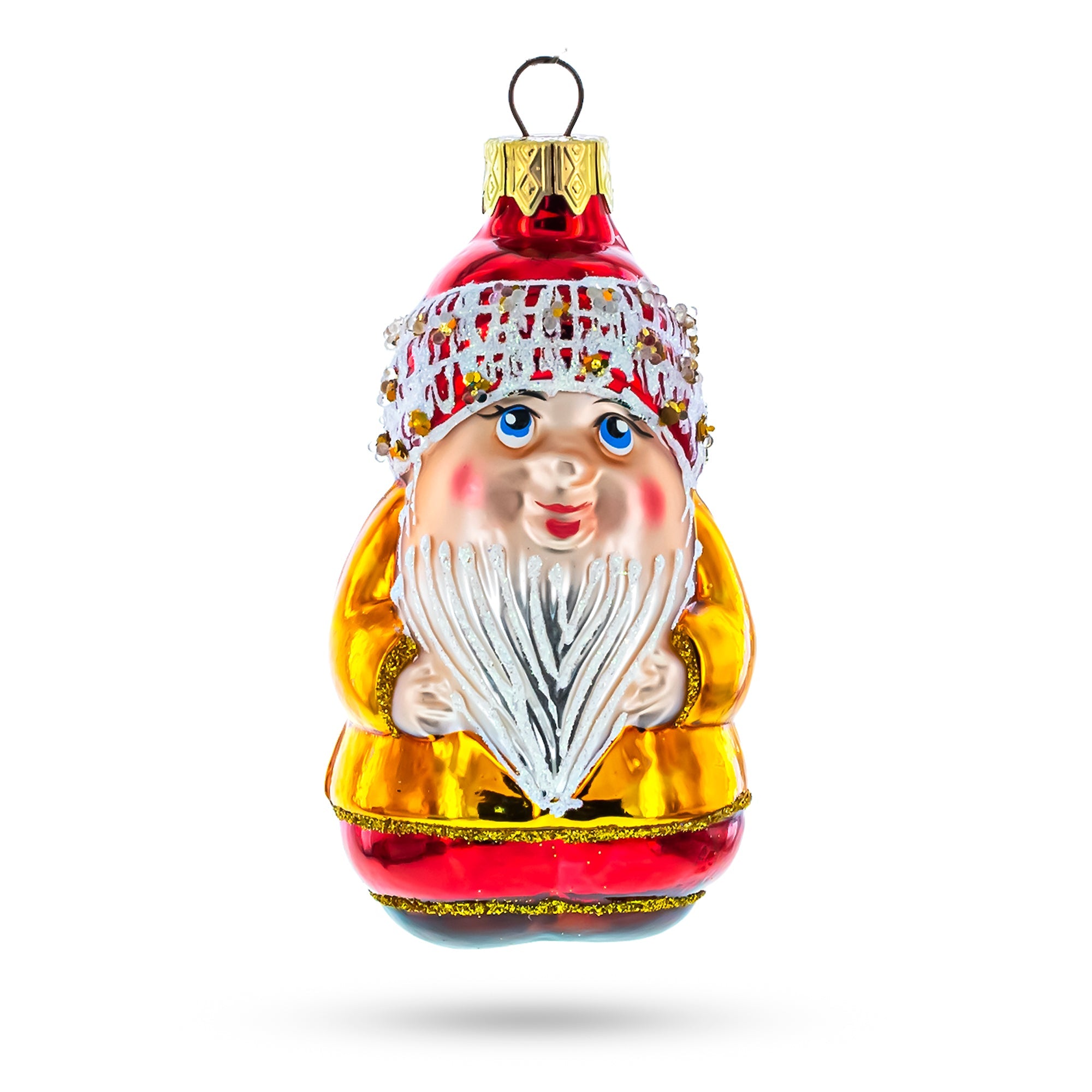 Charming Gnome Glass Christmas Ornament