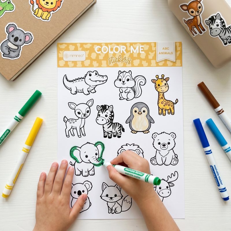 Abc Animal Color Me Sticker Sheet