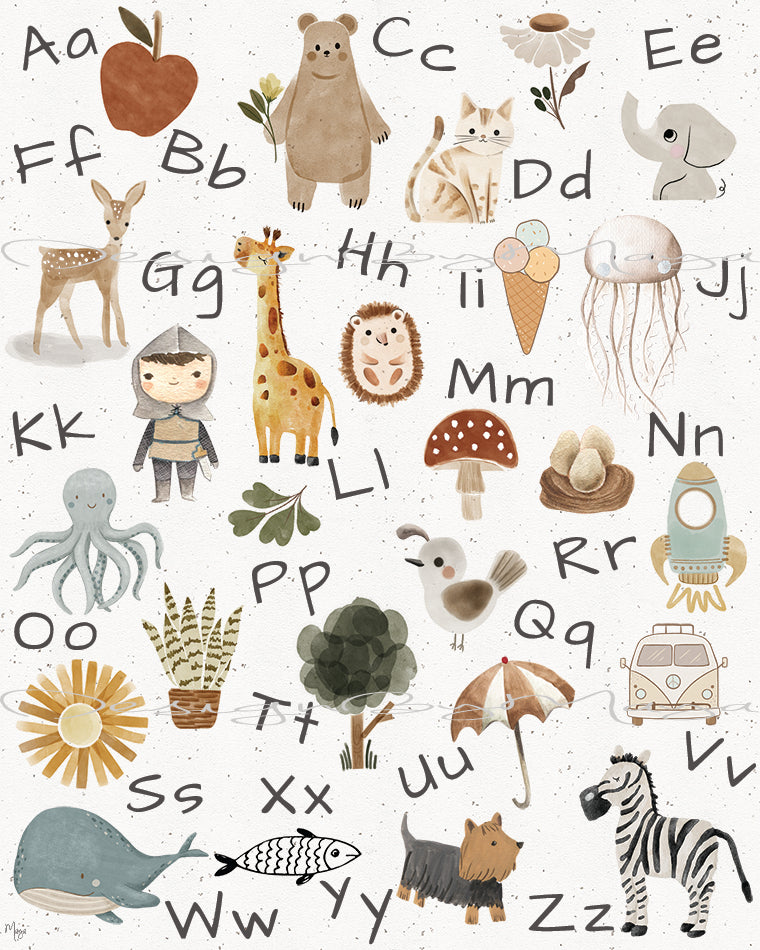 Cute Abc Print - Luster Paper Nursery Wall Art Prints