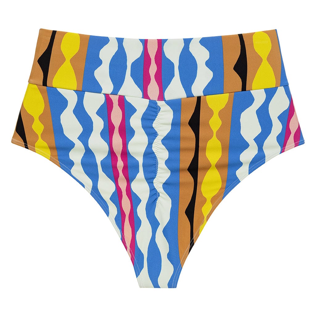 Abstract Added Coverage High Rise Bikini Bottom