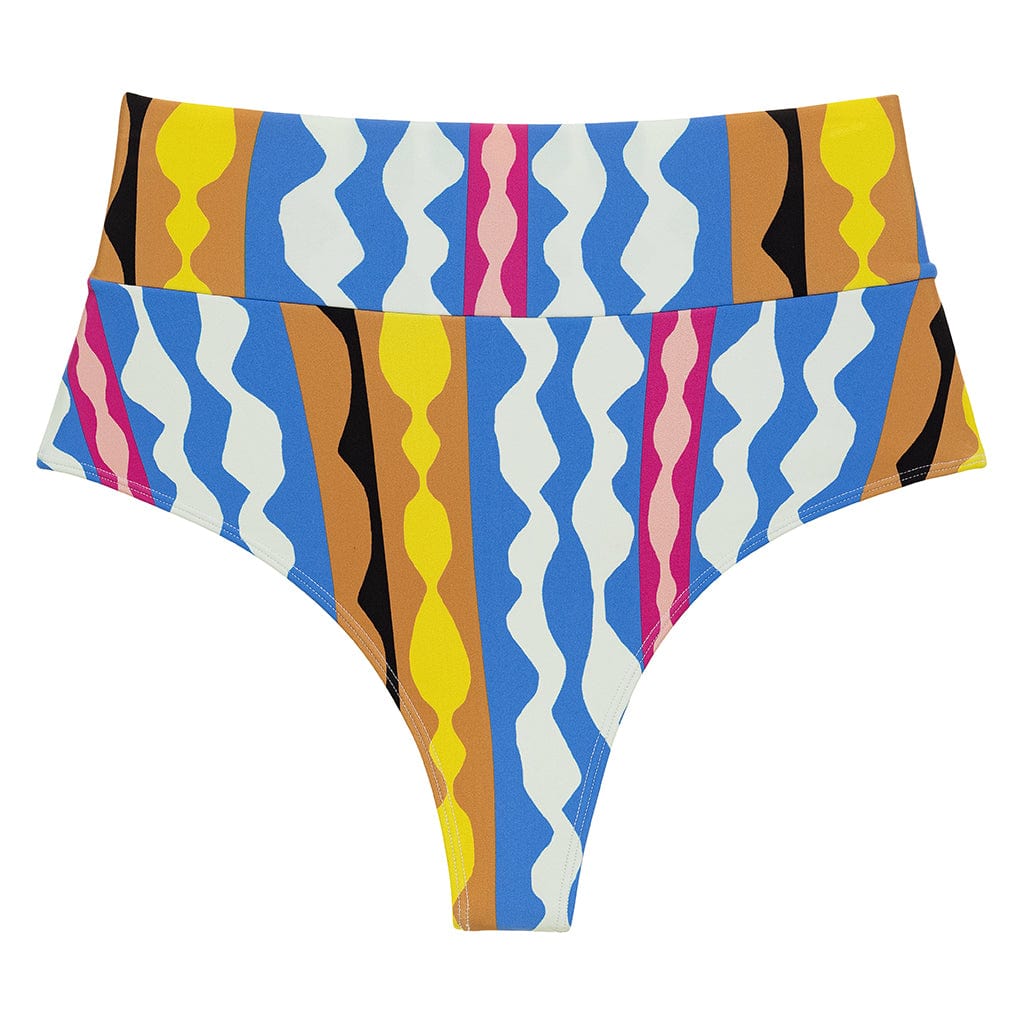 Abstract Added Coverage High Rise Bikini Bottom