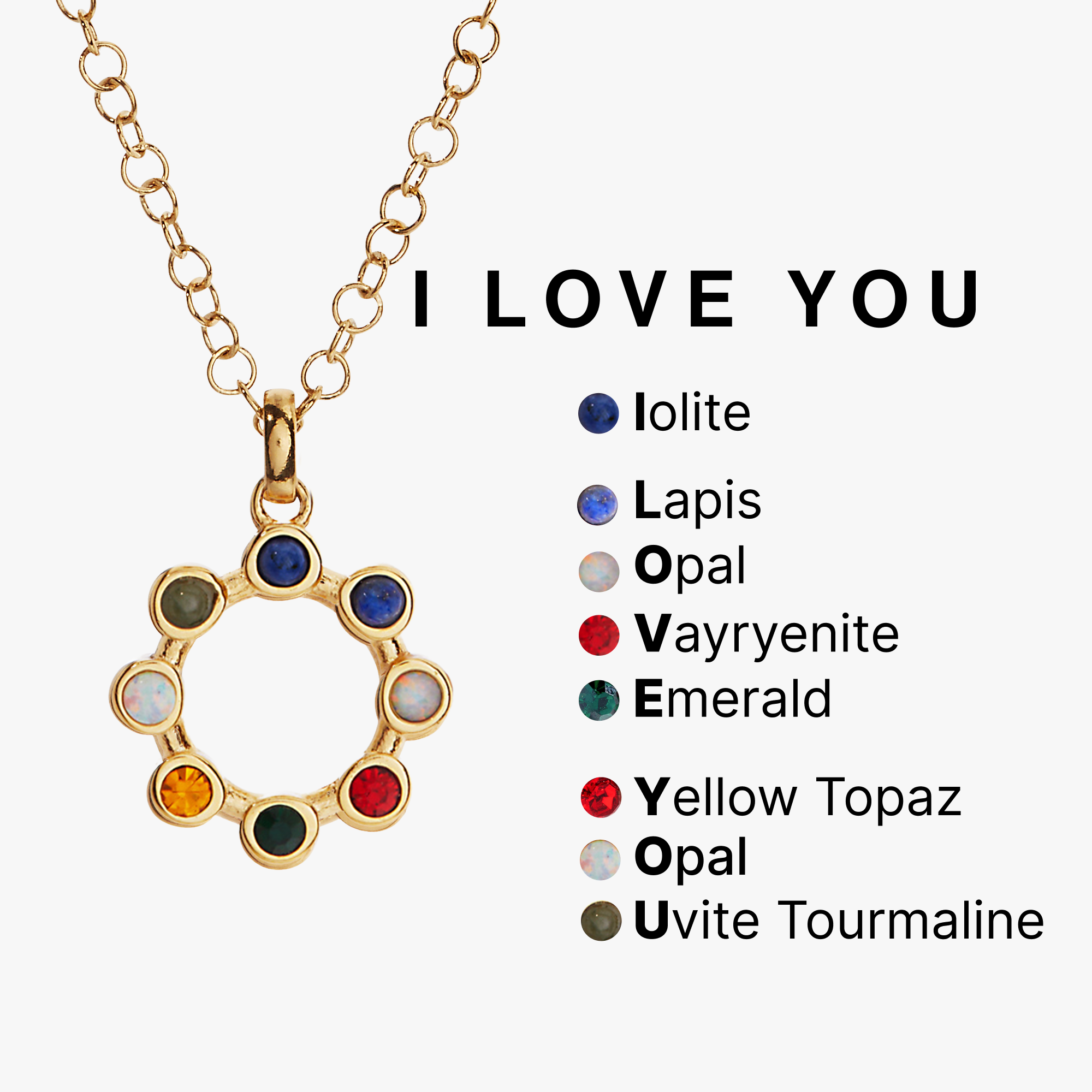 'i Love You' Hidden Message Acrostic Necklace