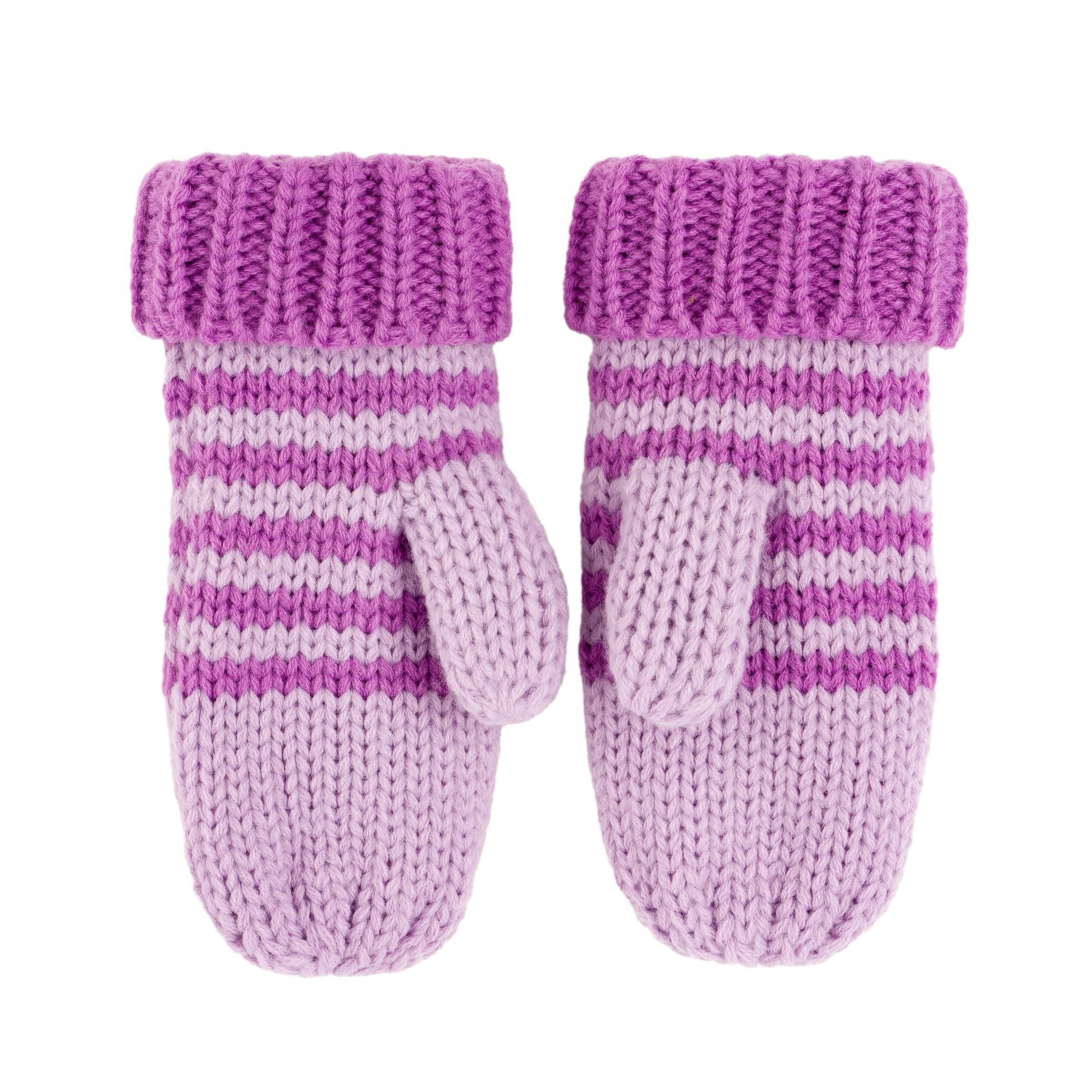 Kids Kitty Cat Stripe Knit Mittens - Soft, Fleece Lined, For Toddlers And Children Of All Ages