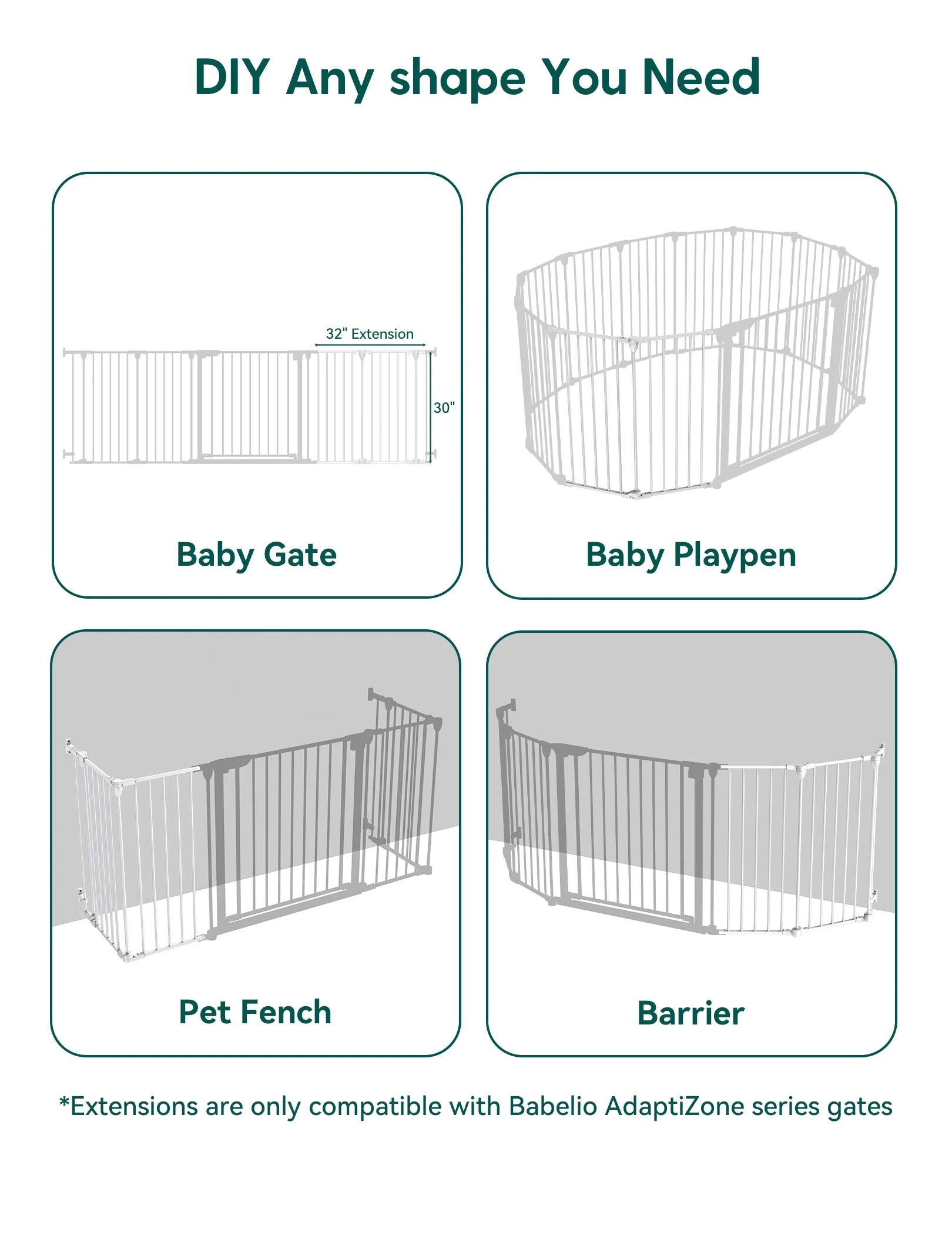 Adaptizone | Extra Wide Multi-purpose Safety Gate For Irregular Spaces(72''-104'')