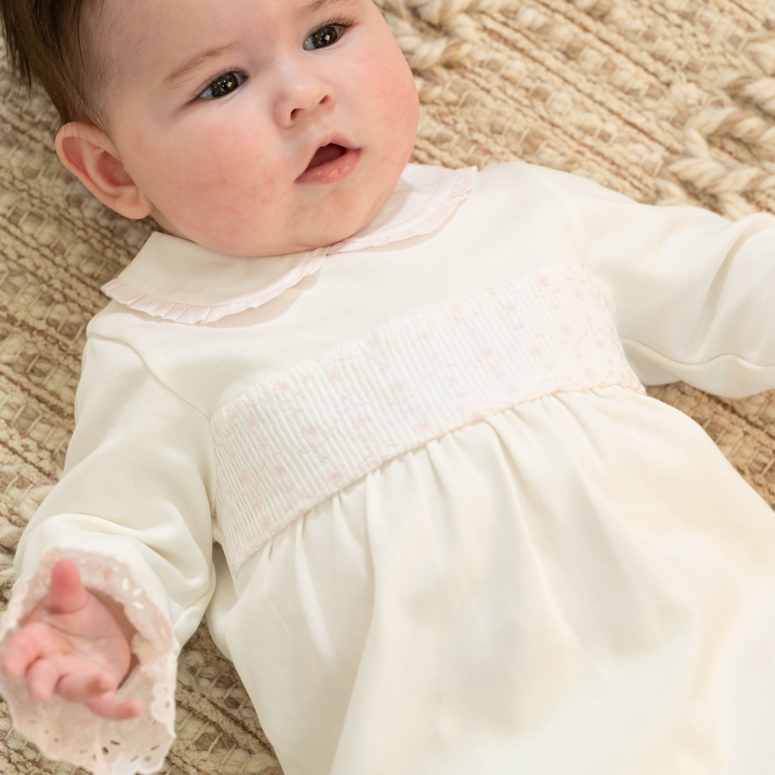 Adina | Girls Ivory & Pink Organic Cotton All-in-one