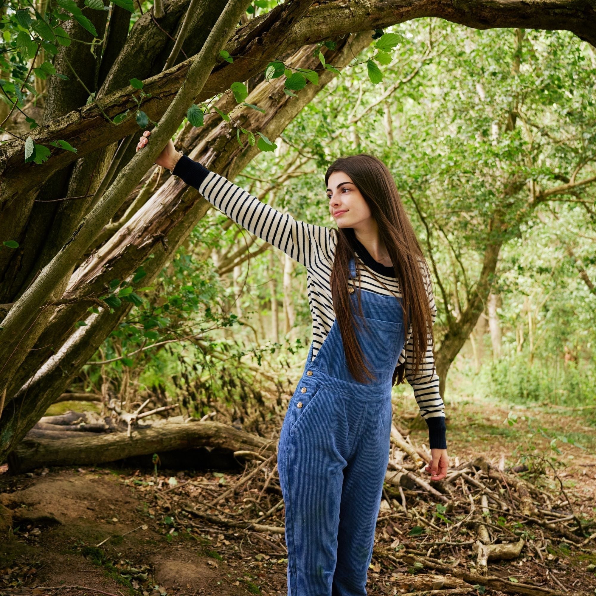 Adult Blue Chunky Cord Dungarees