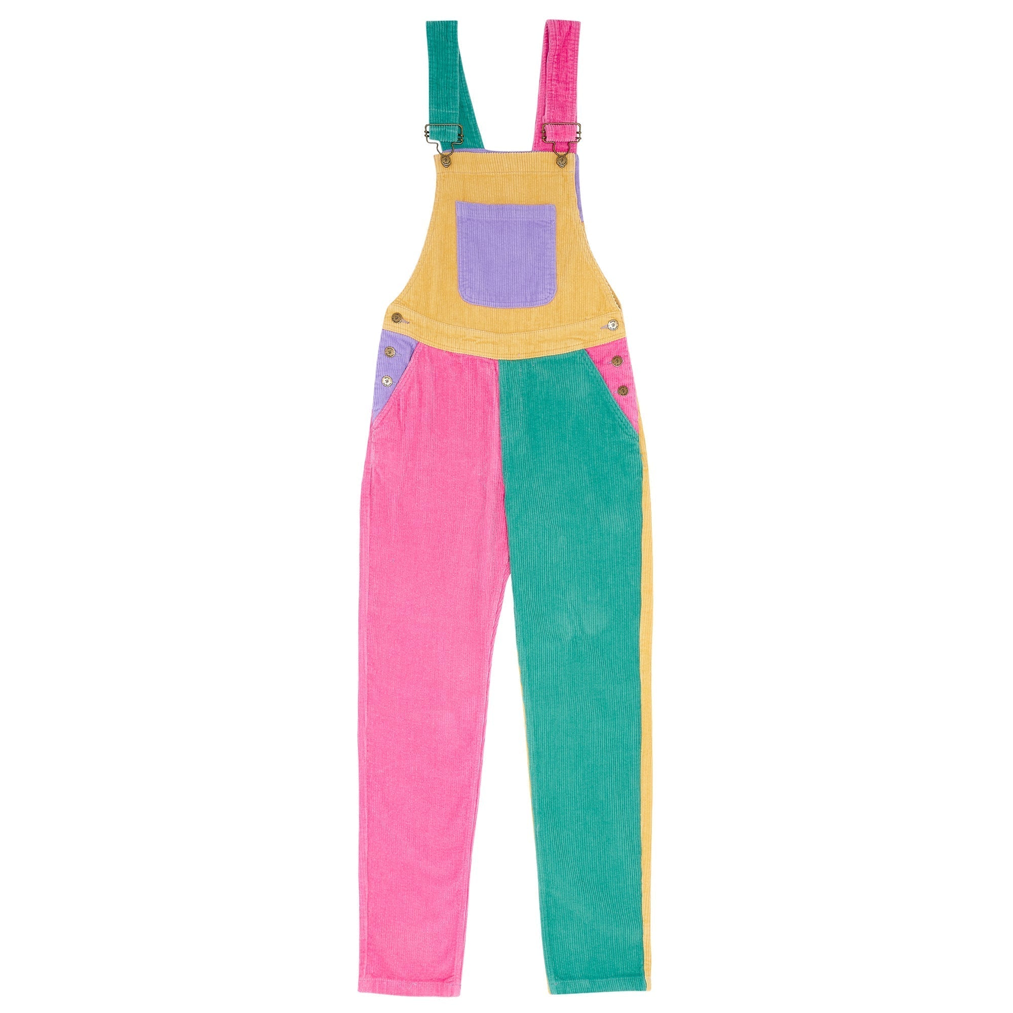 Adult Bright Patchwork Corduroy Dungarees