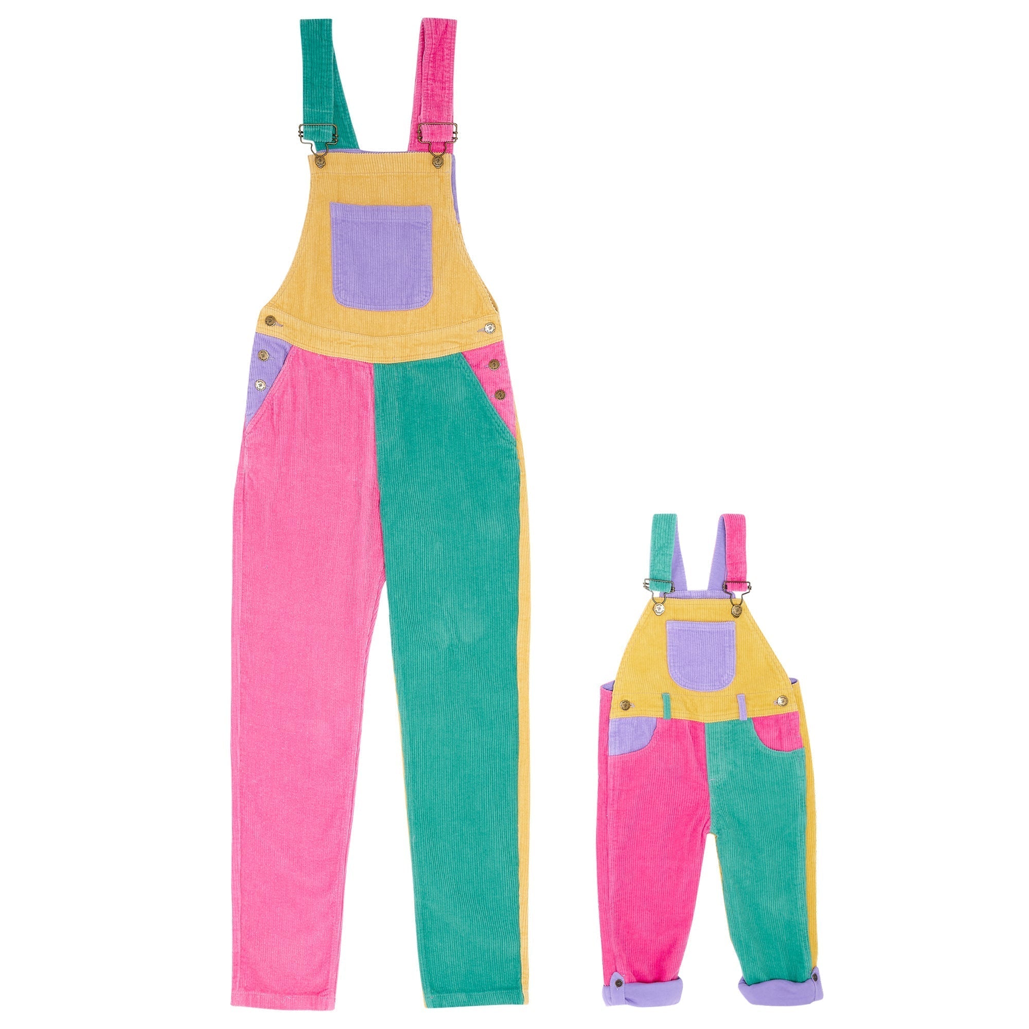 Adult Bright Patchwork Corduroy Dungarees