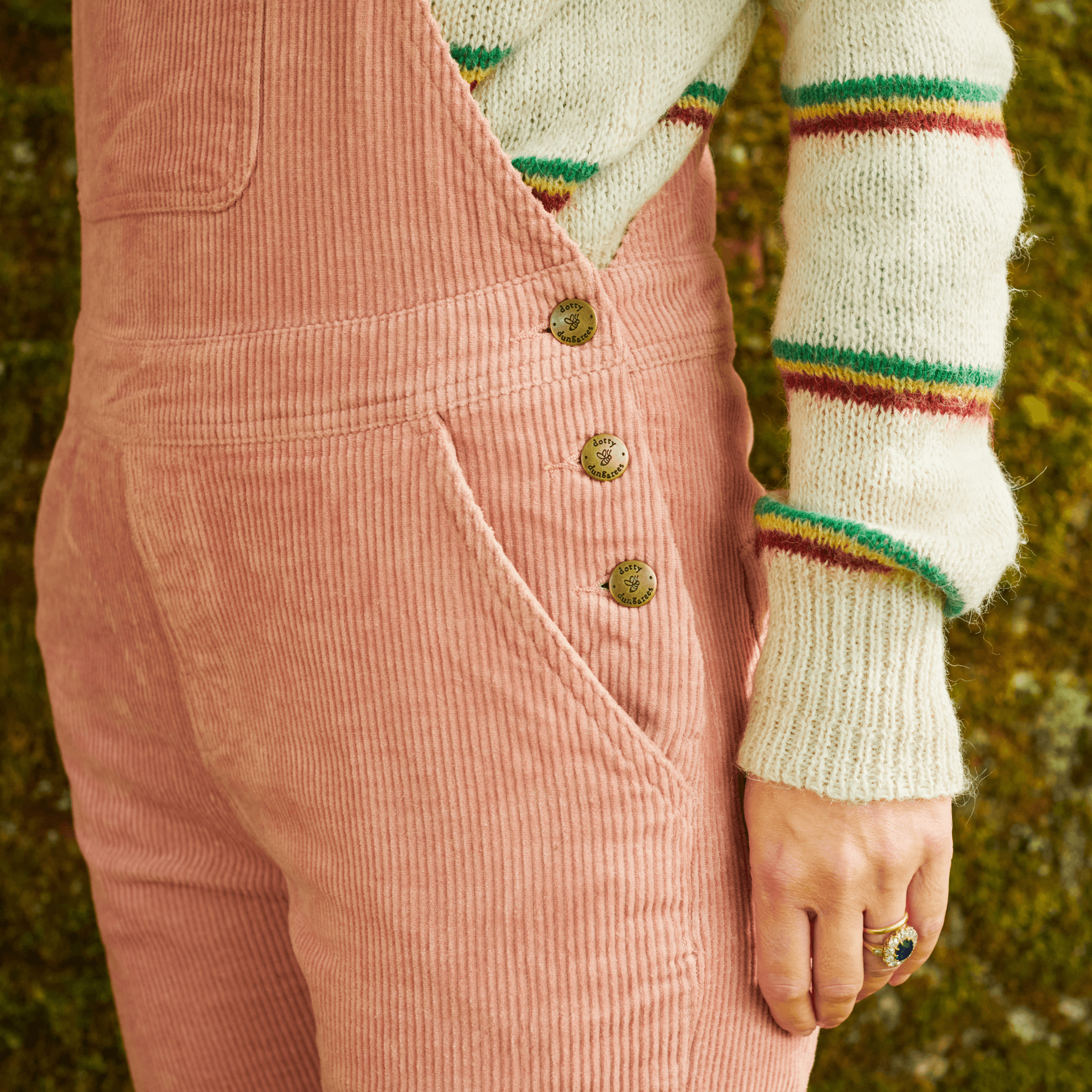 Adult Pink Chunky Cord Dungarees