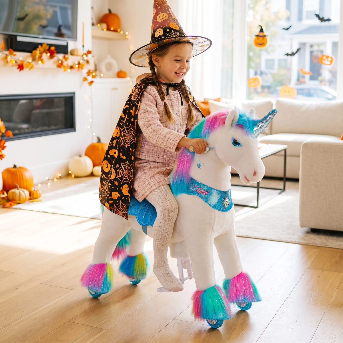 Model Y Rainbow Unicorn Rideable Toy For Age 4-7
