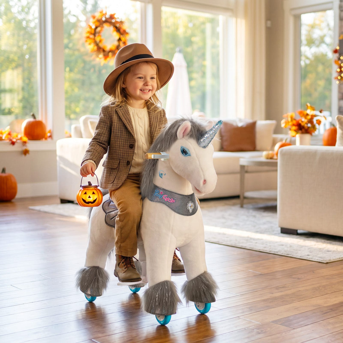 Model Y Grey Unicorn Rideable Toy For Age 3-4