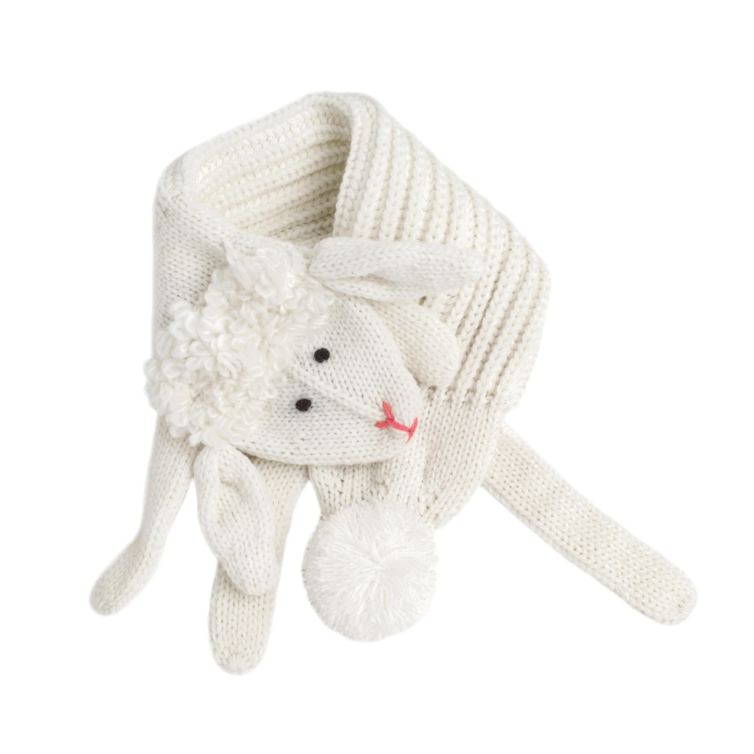 Kids Baby Lamb Knitted Neck Scarf - Pure White (age 4-12y)