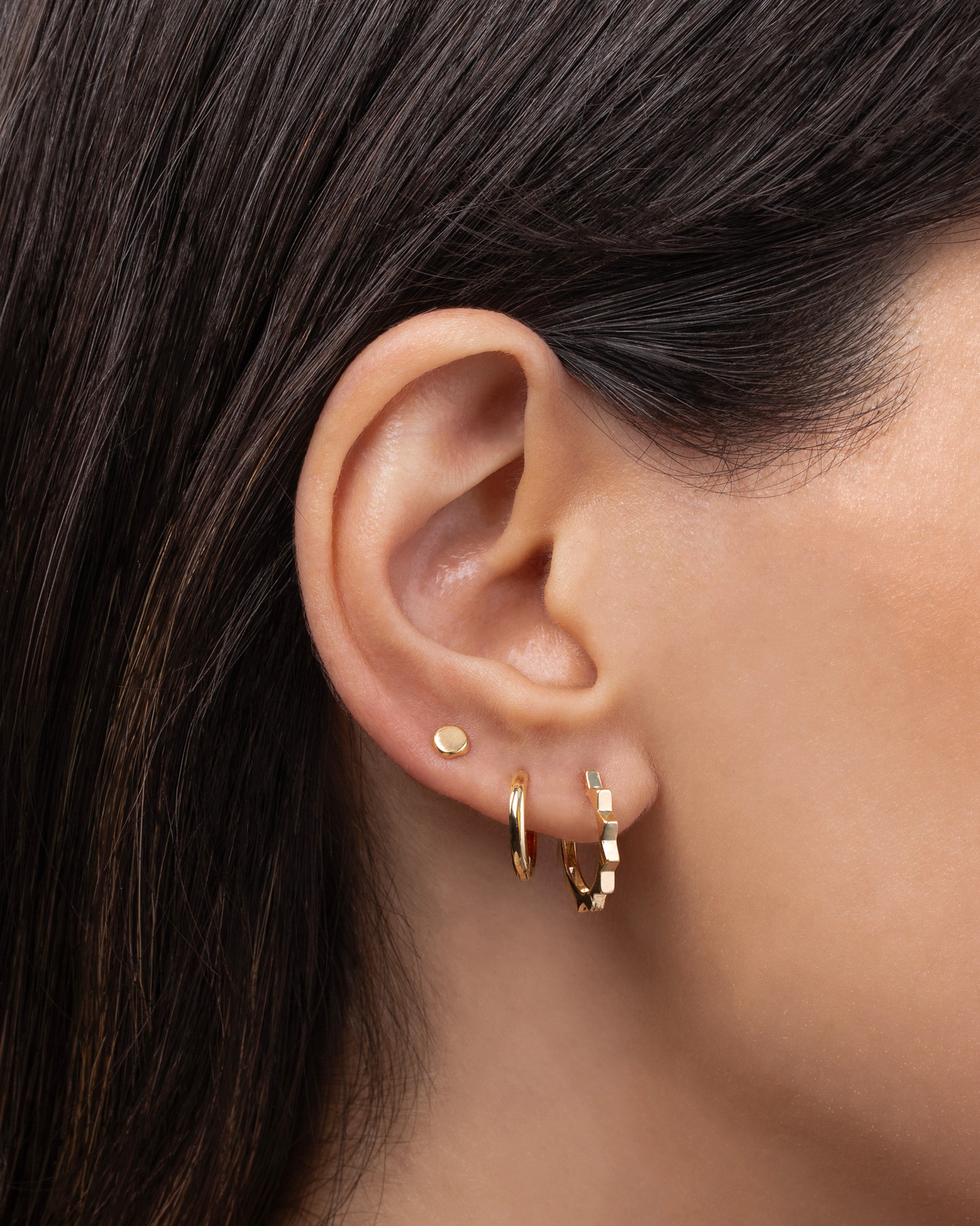 14k Gold Small Disc Stud Earrings