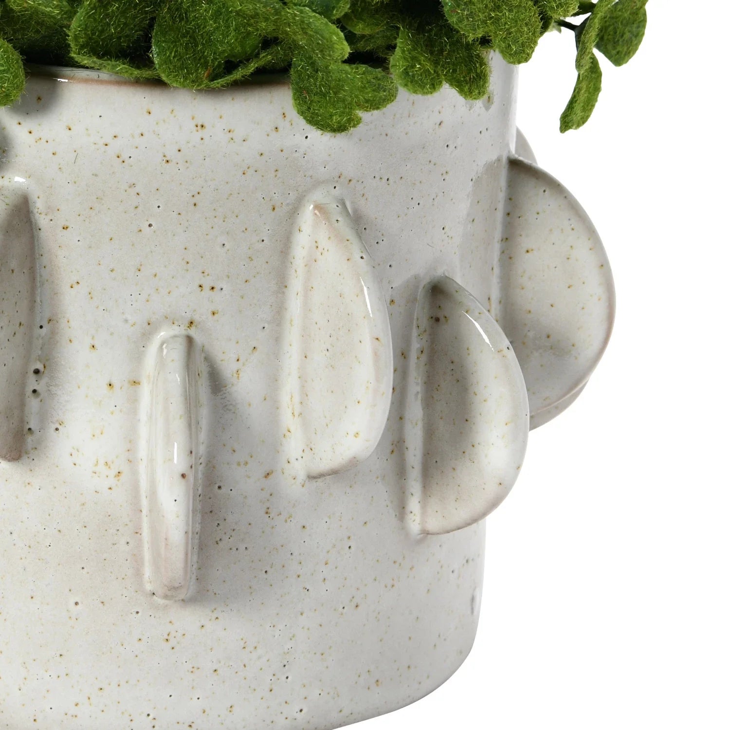 Handmade Stoneware Planter, Reactive Glaze, Antique White (holds 5" Pot)