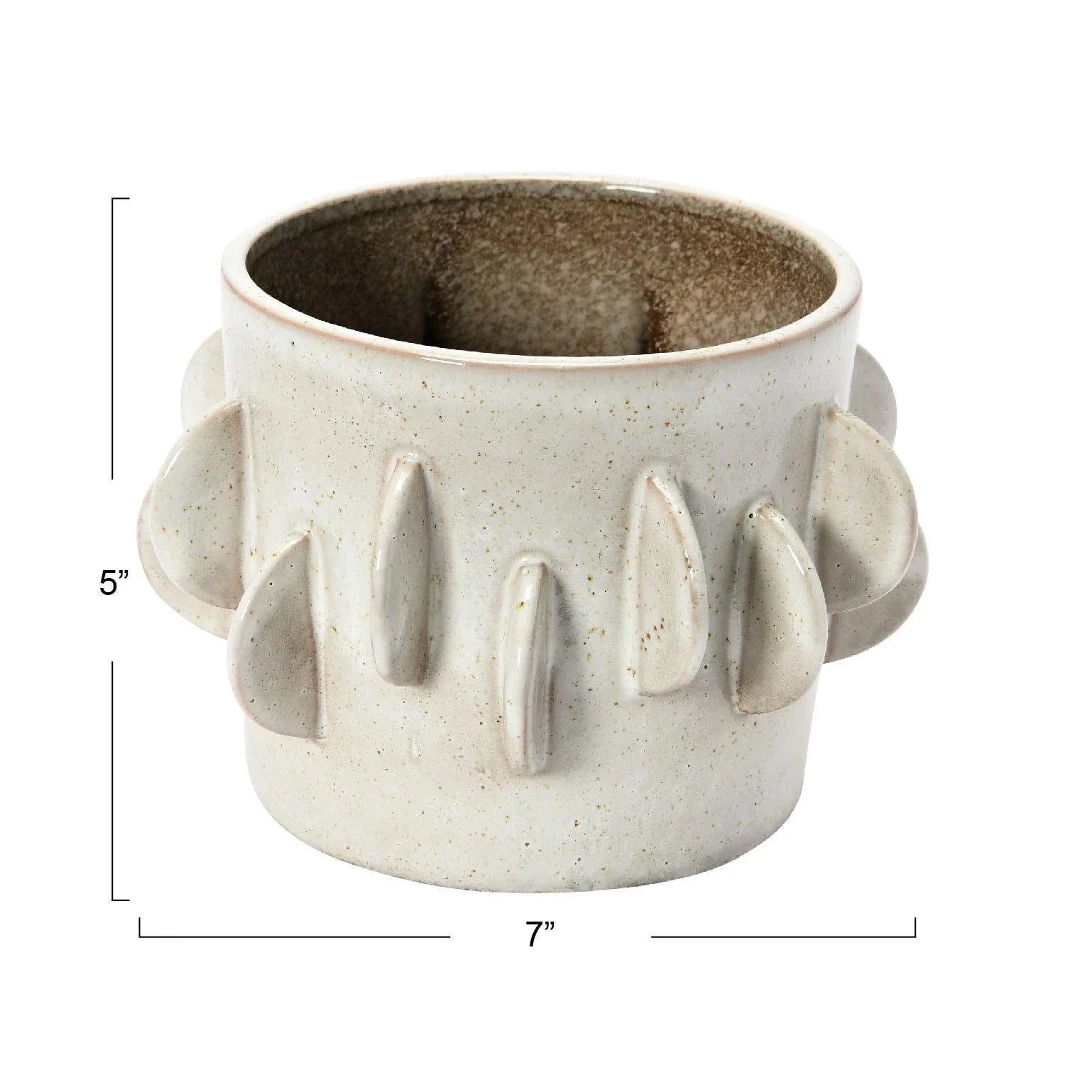 Handmade Stoneware Planter, Reactive Glaze, Antique White (holds 5" Pot)