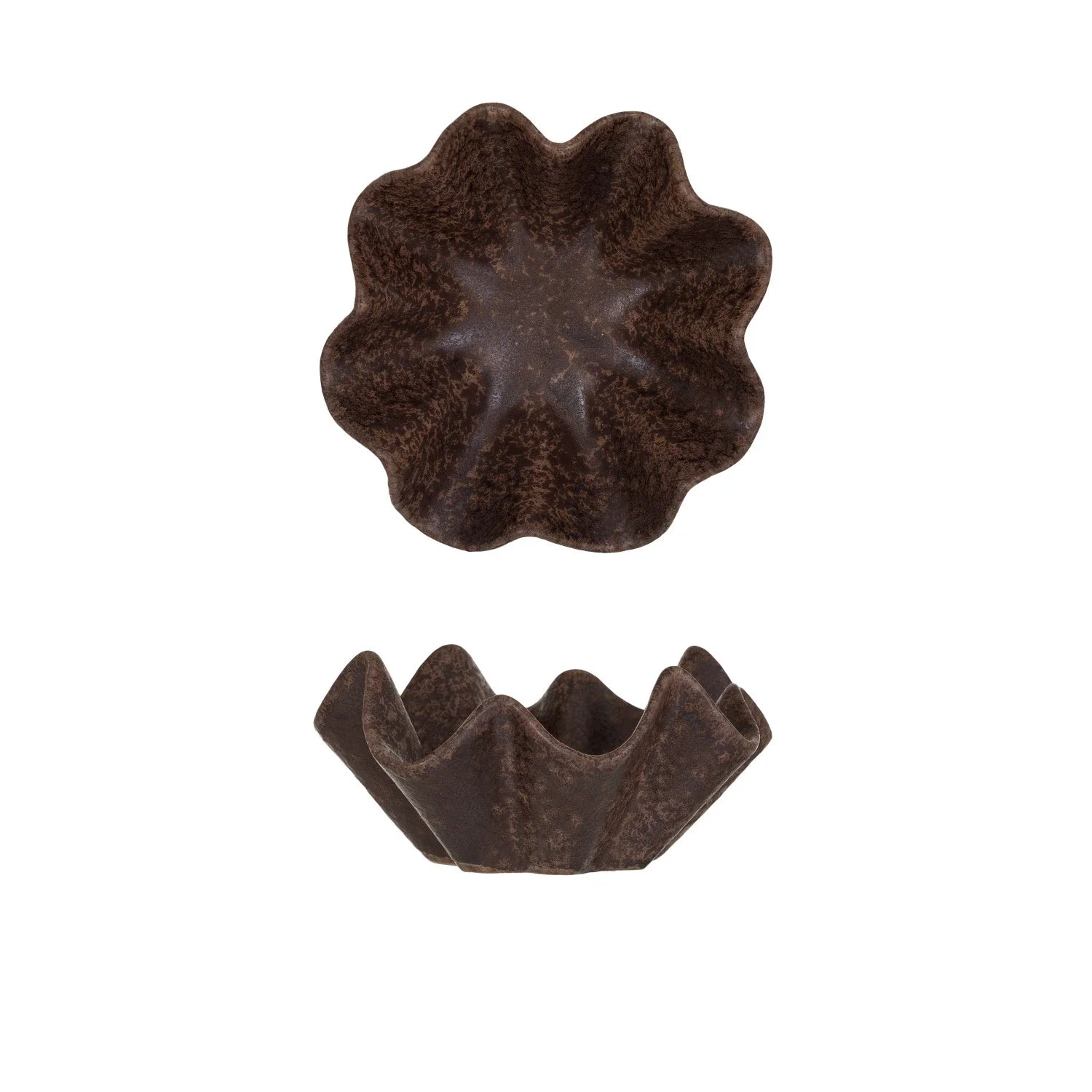 Brown Stoneware Pleated Dish (each One Will Vary)