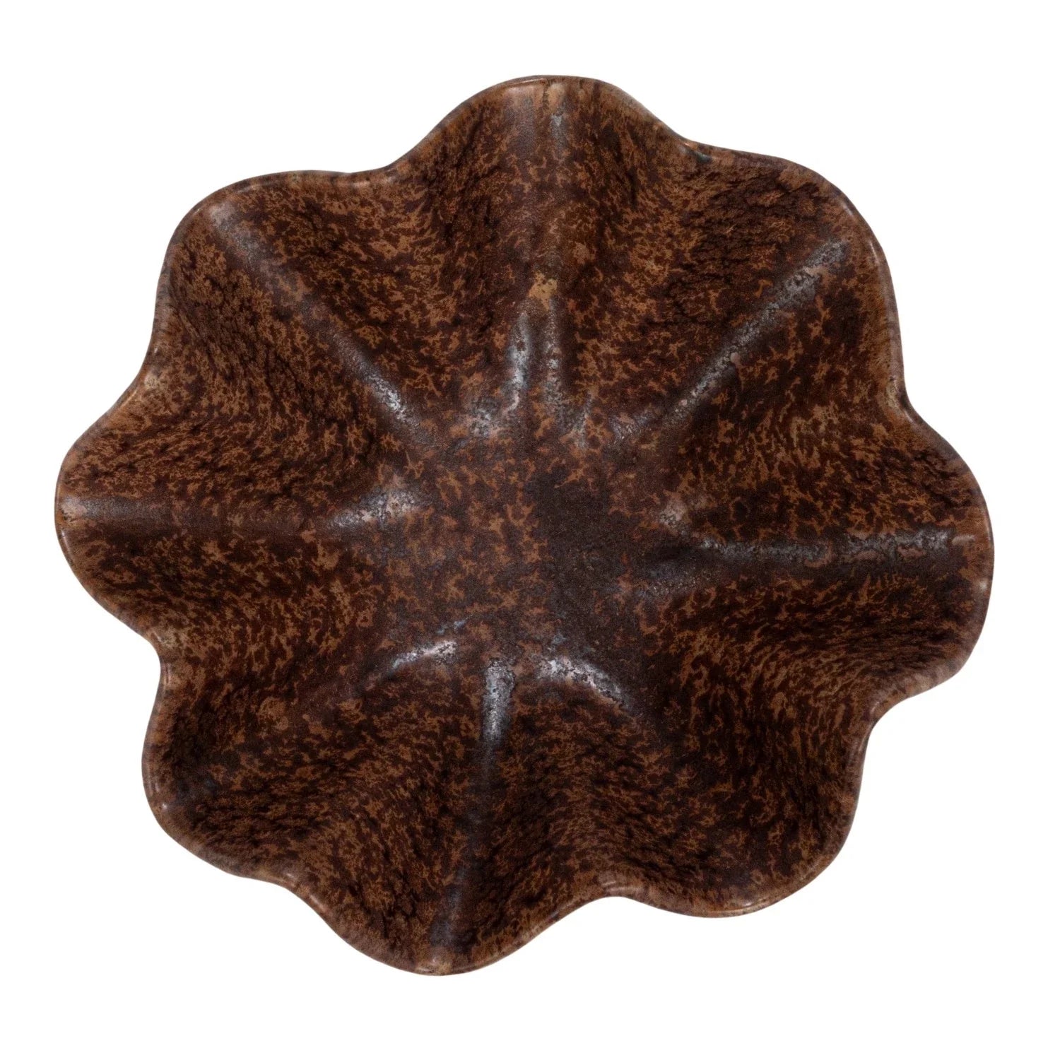 Brown Stoneware Pleated Dish (each One Will Vary)