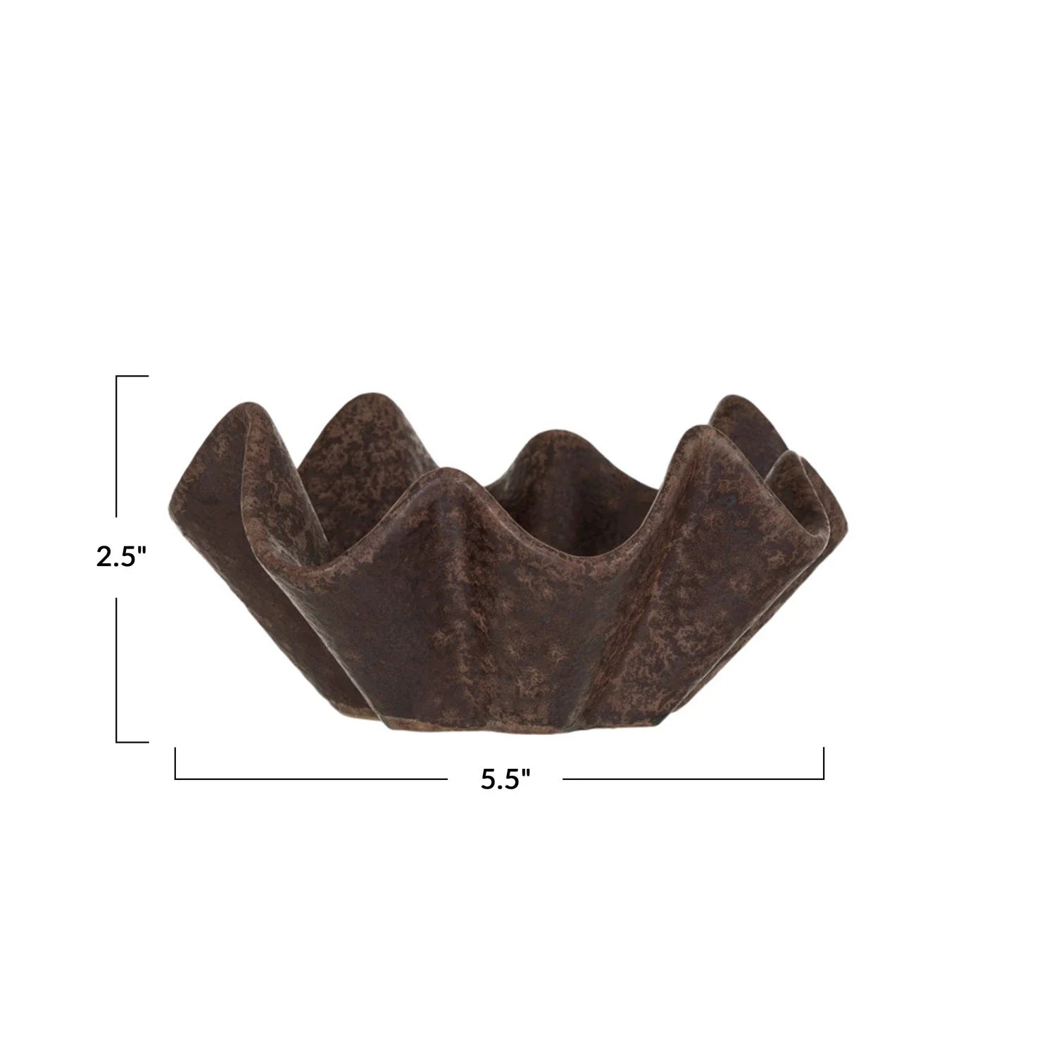 Brown Stoneware Pleated Dish (each One Will Vary)