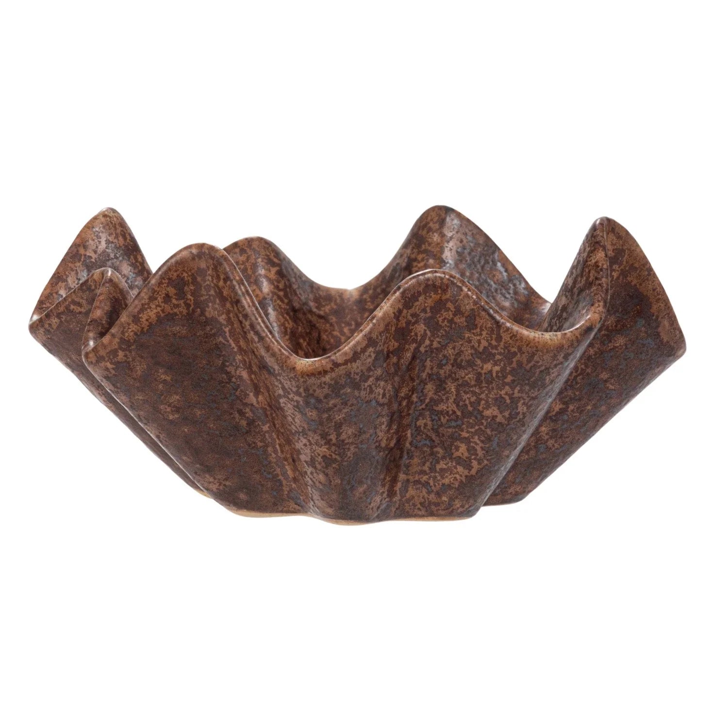 Brown Stoneware Pleated Dish (each One Will Vary)