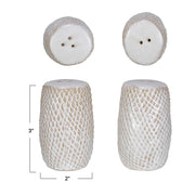 Debossed Stoneware Salt & Pepper Shakers, Set Of 2