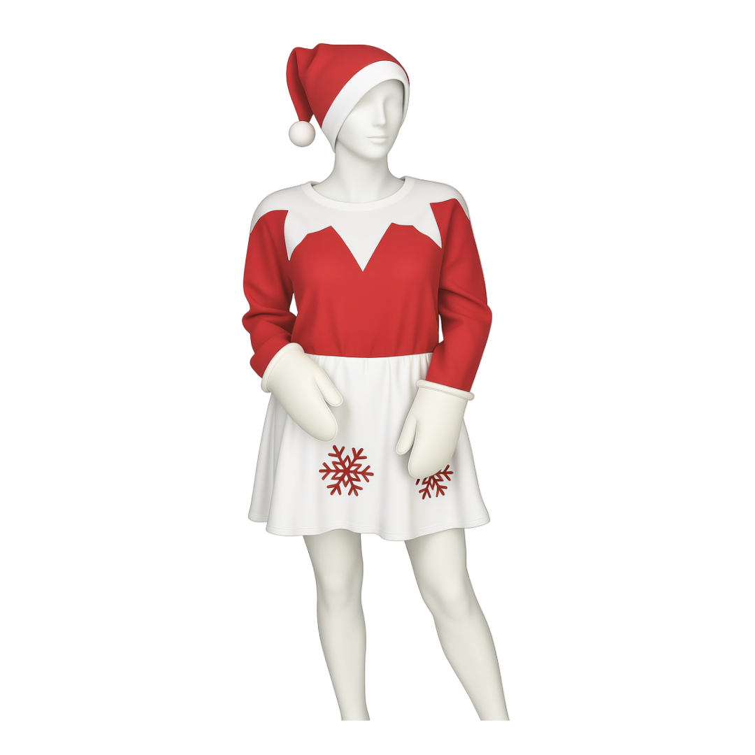 Girl's Christmas Elf With Snowflake Skirt