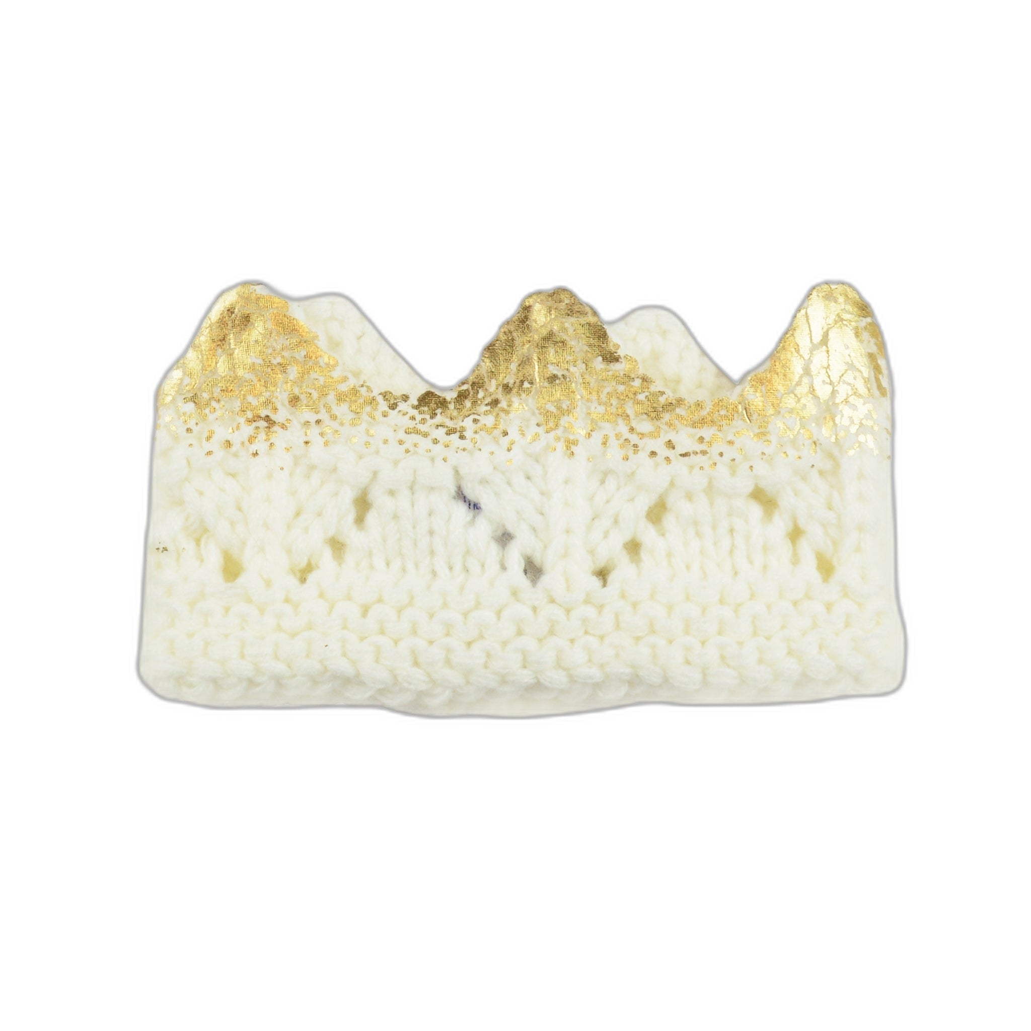 Aiden Hand-knit Crown, Cream With Gold