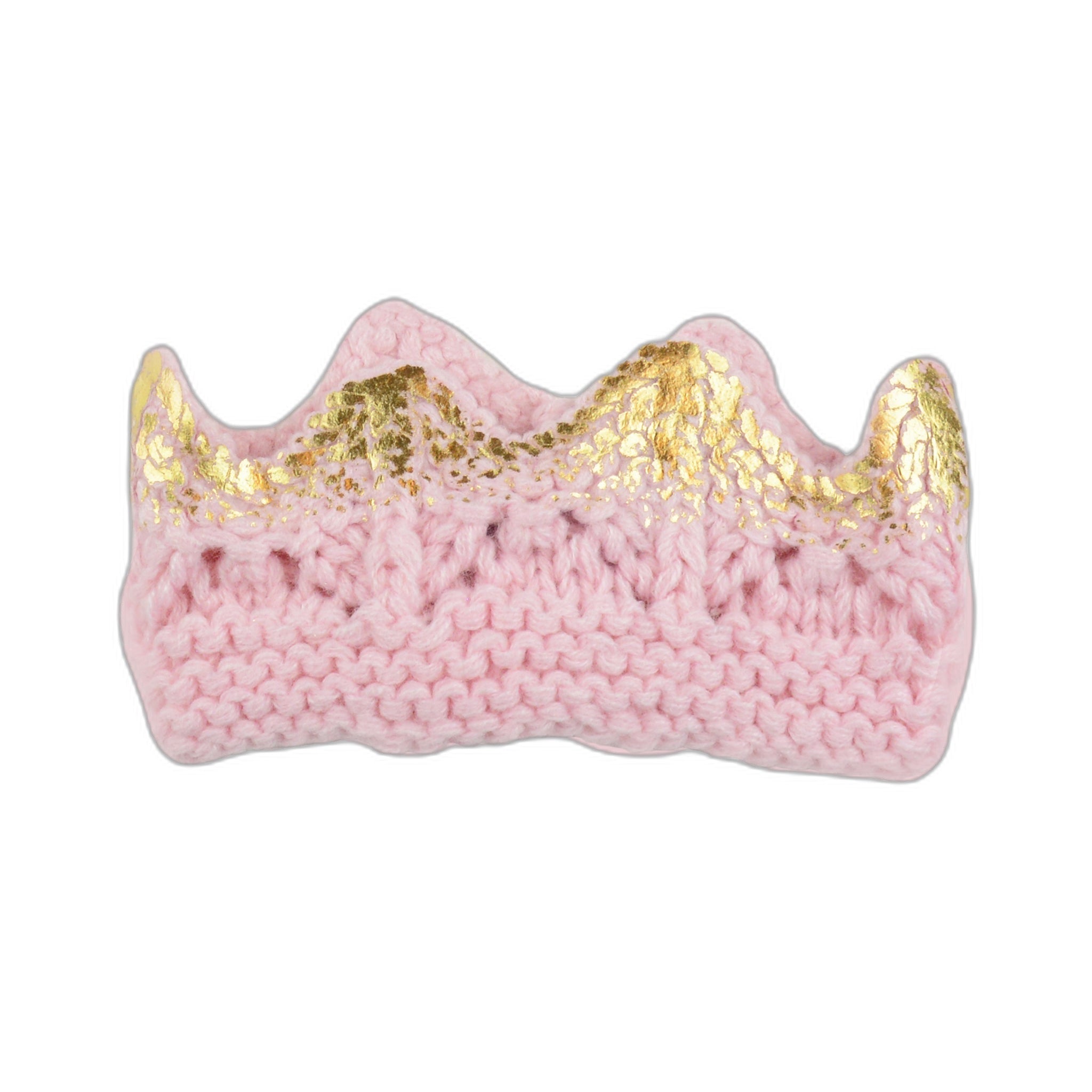 Aiden Hand-knit Crown, Pink With Gold