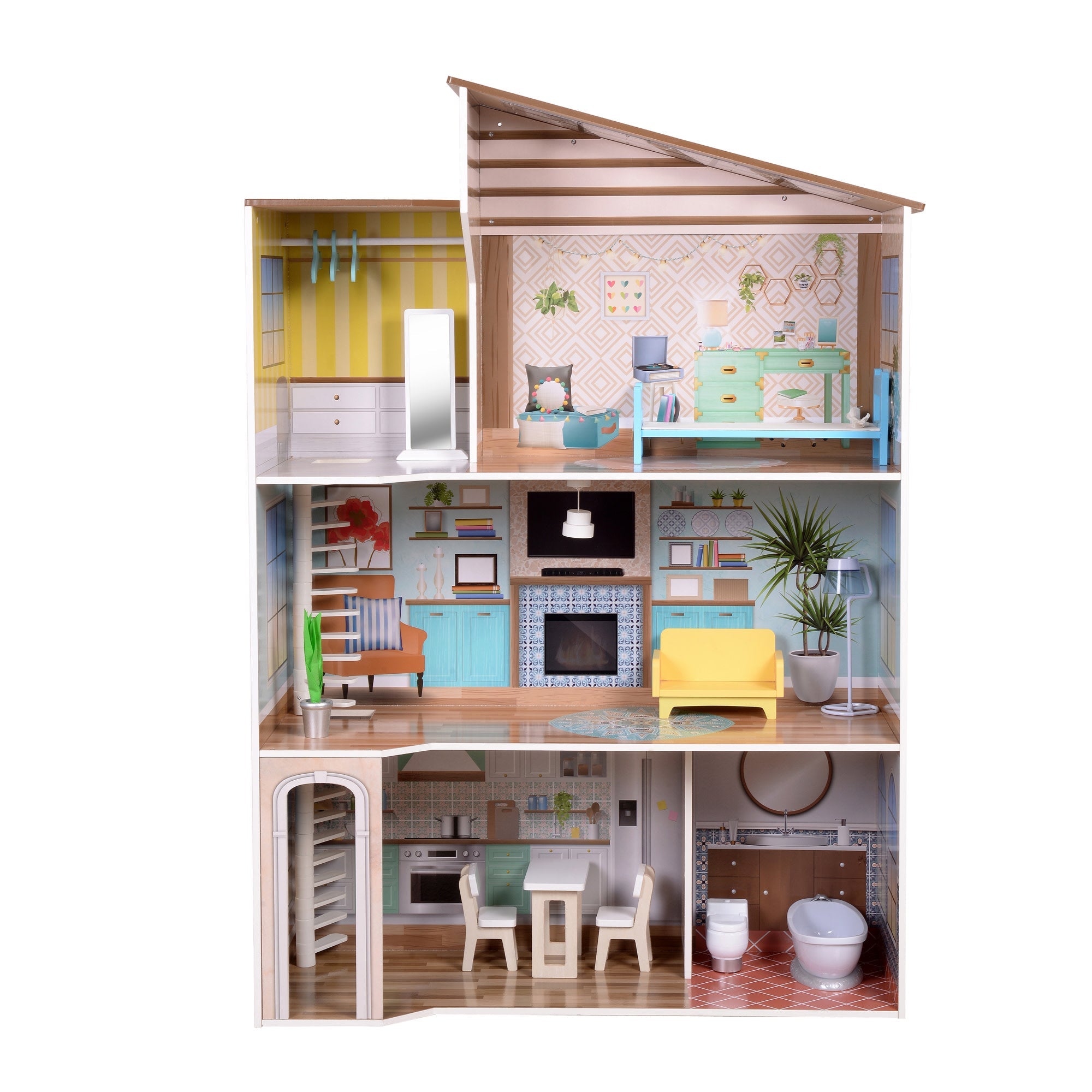 Olivia's Little World Wooden Dreamland Mediterranean Dollhouse Set