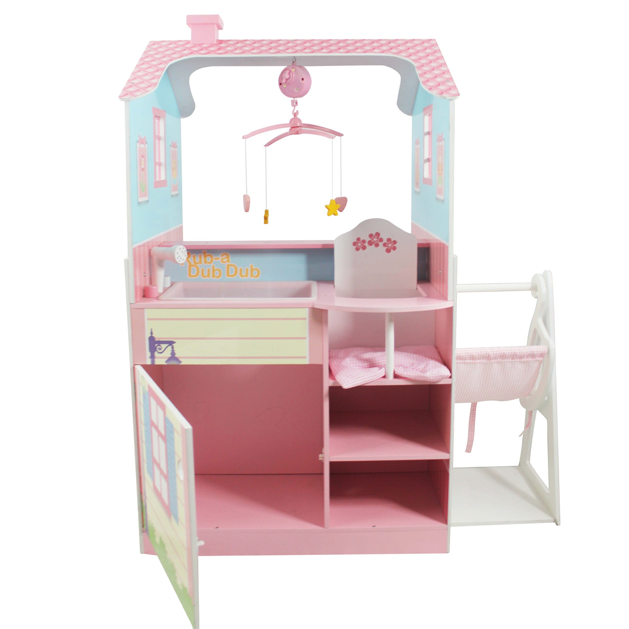 Olivia's Little World Baby Doll Changing Station Dollhouse With Storage, Multicolor