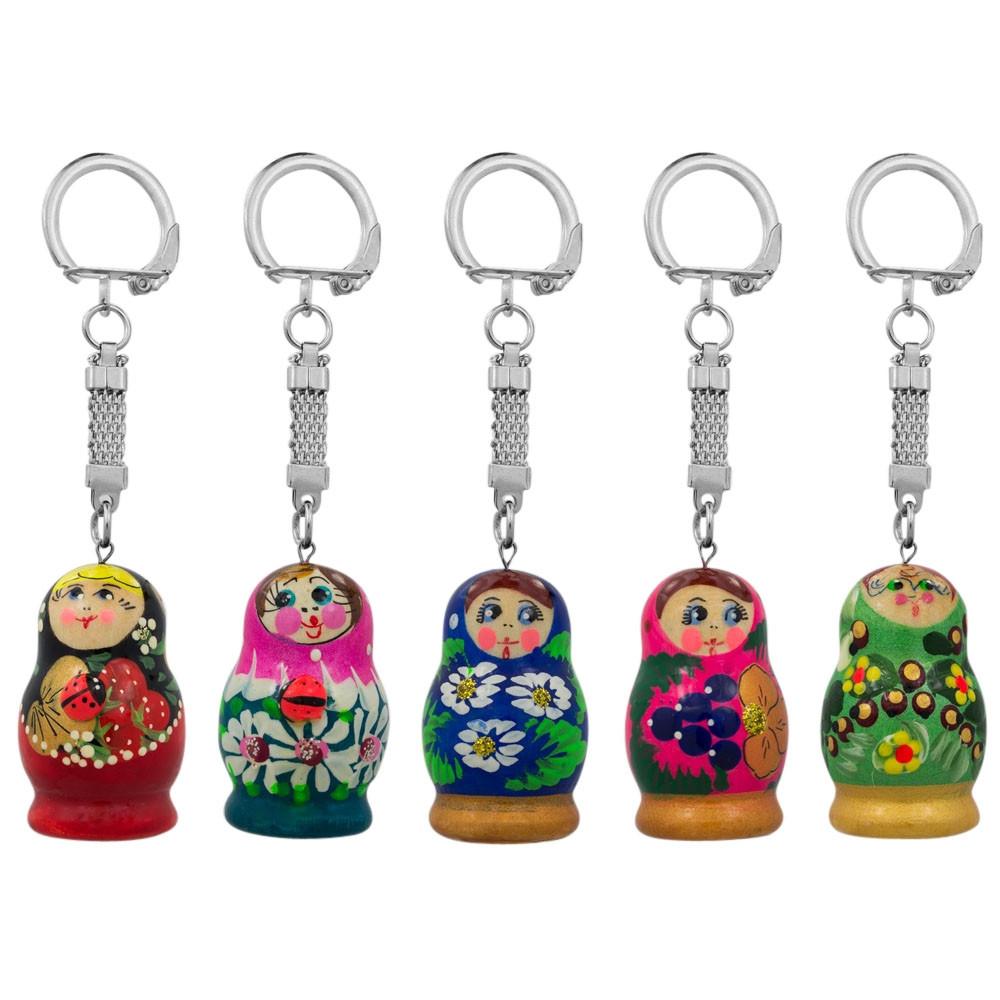 Set Of 5 Assorted Nesting Dolls Key Chains