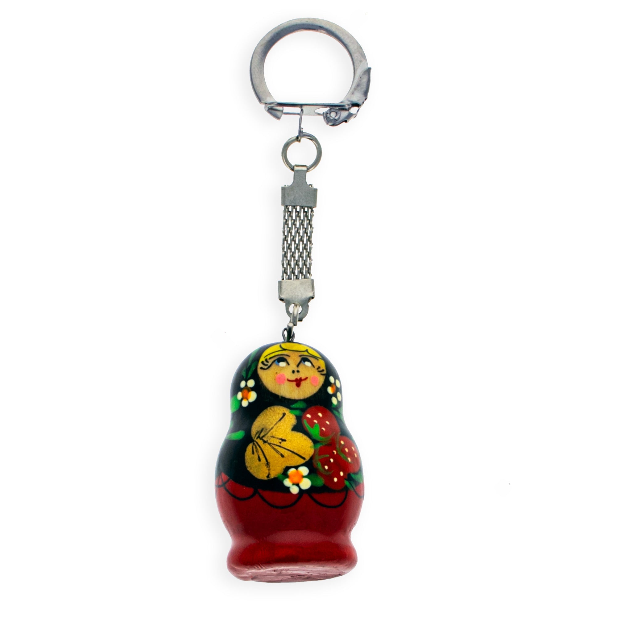 Strawberry Nesting Doll Wooden Key Chains 4 Inches