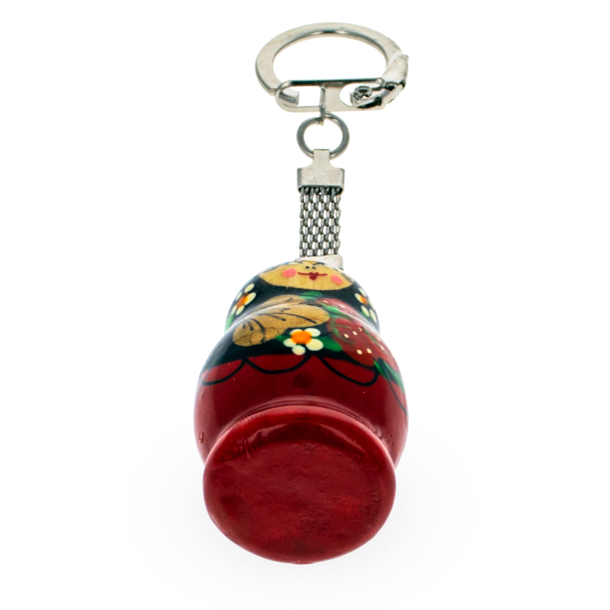 Strawberry Nesting Doll Wooden Key Chains 4 Inches