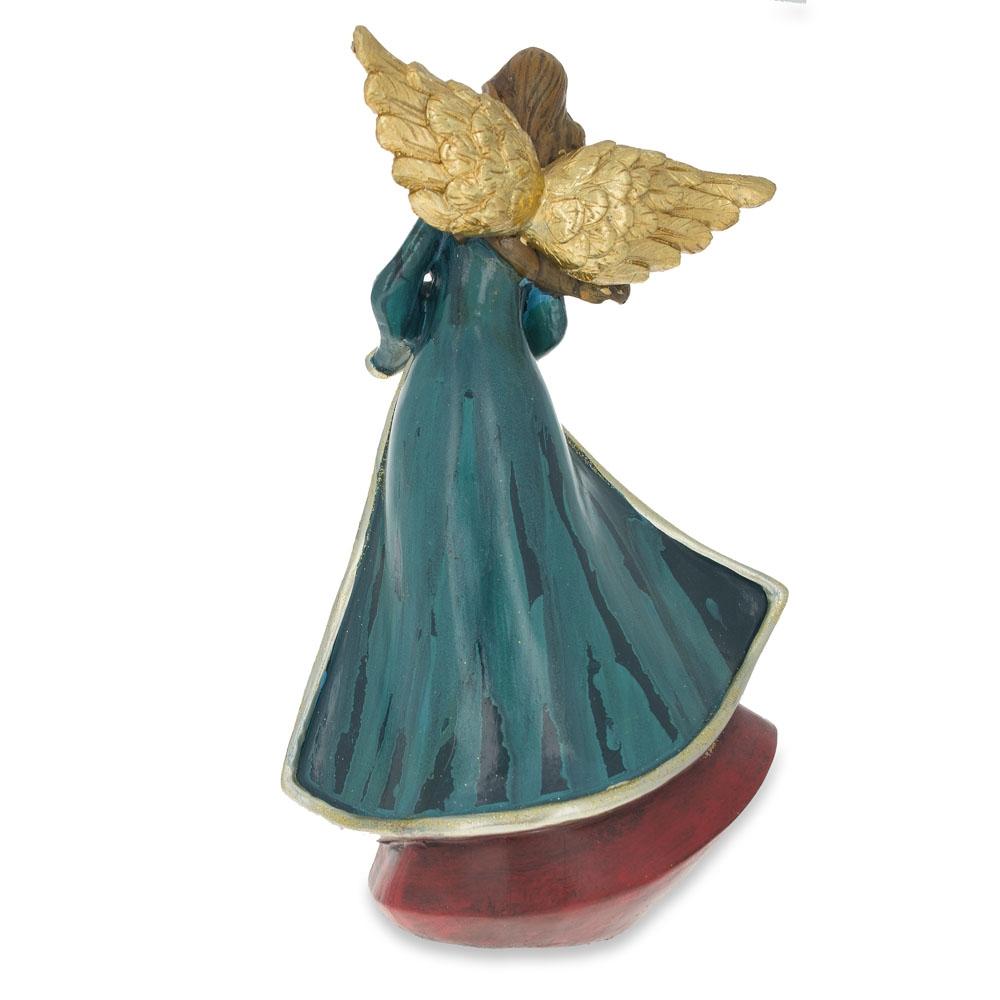 Guardian Angel Holding A Red Heart Led Lights Figurine 11.5 Inches