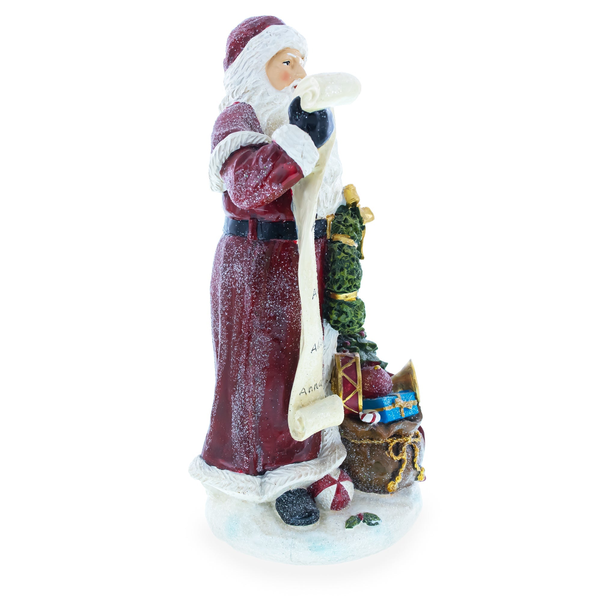 Santa Reading The Christmas Gifts List Figurine 11.5 Inches