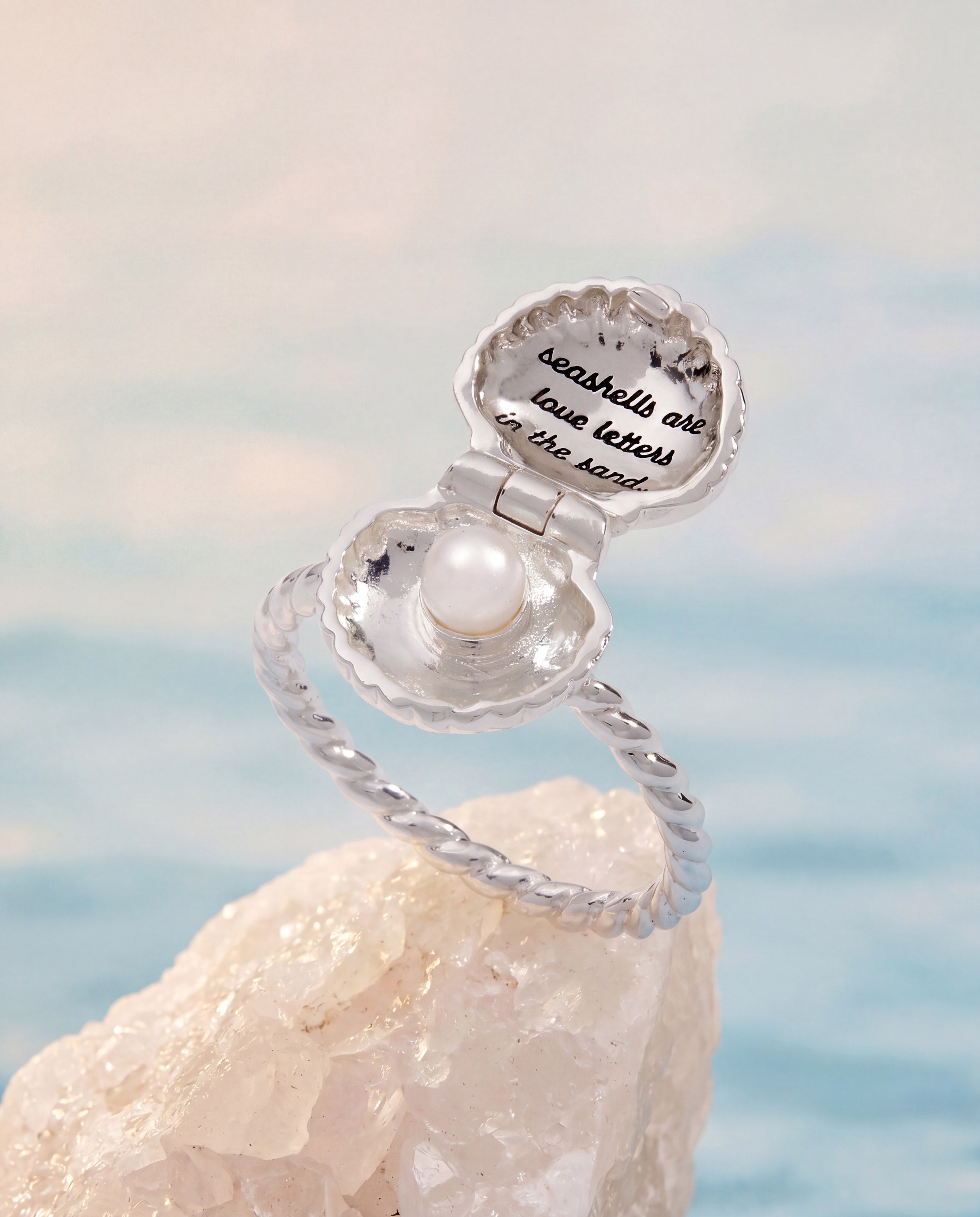 Salt + Sea 'seashells Are Love Letters In The Sand' Locket Ring