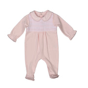 Alice | Girls Embroidered Pink Organic Cotton All-in-one