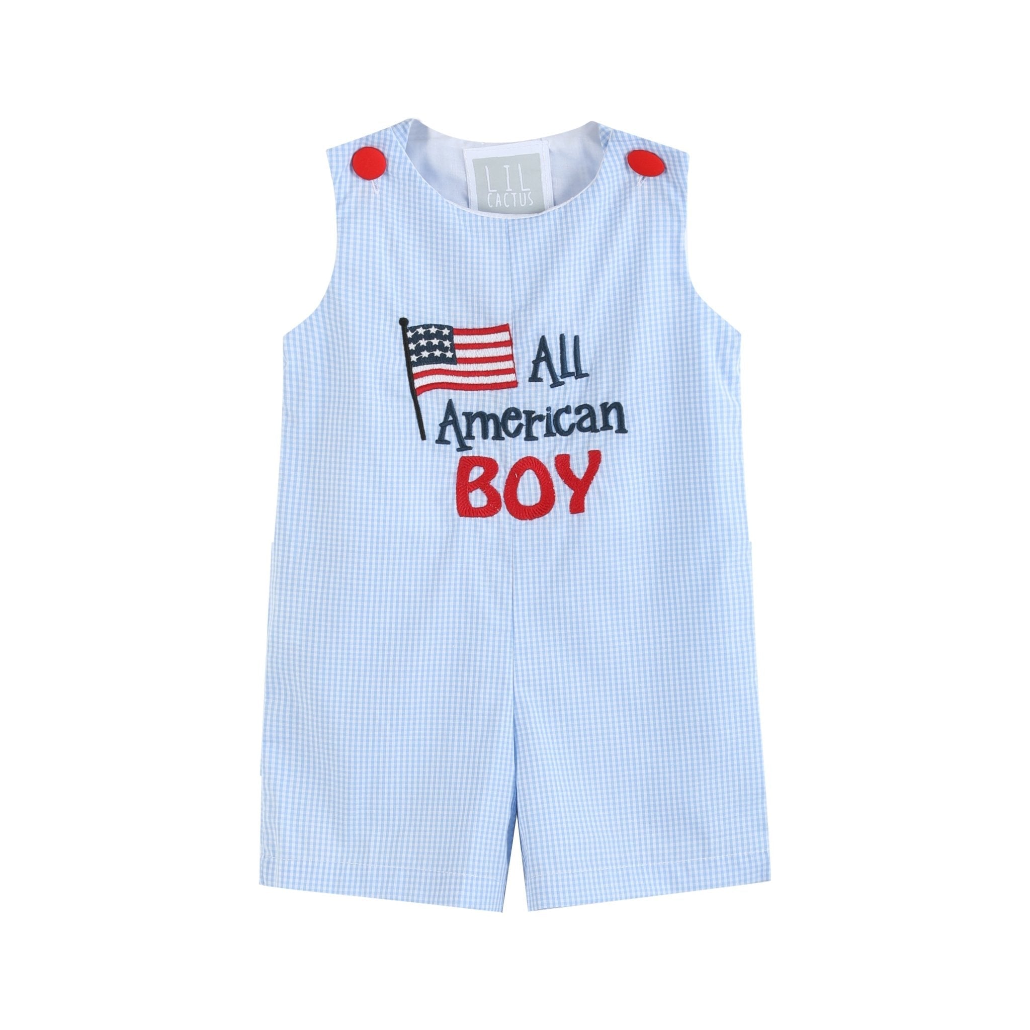 All American Boy' Blue Gingham Shortalls