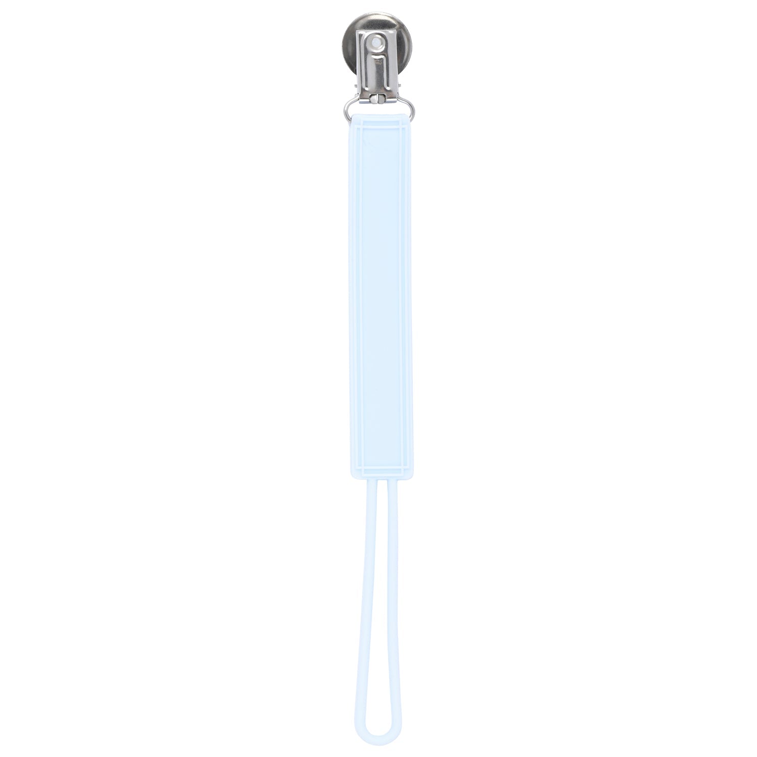 Classic Baby Blue All Silicone One Piece Pacifier Clip