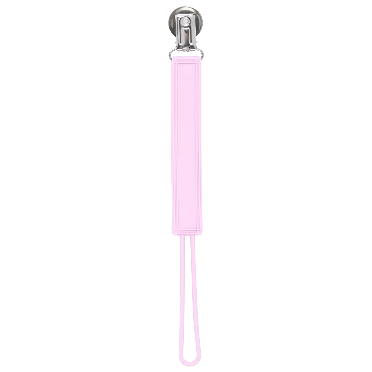 Classic Baby Pink All Silicone Pacifier Clip