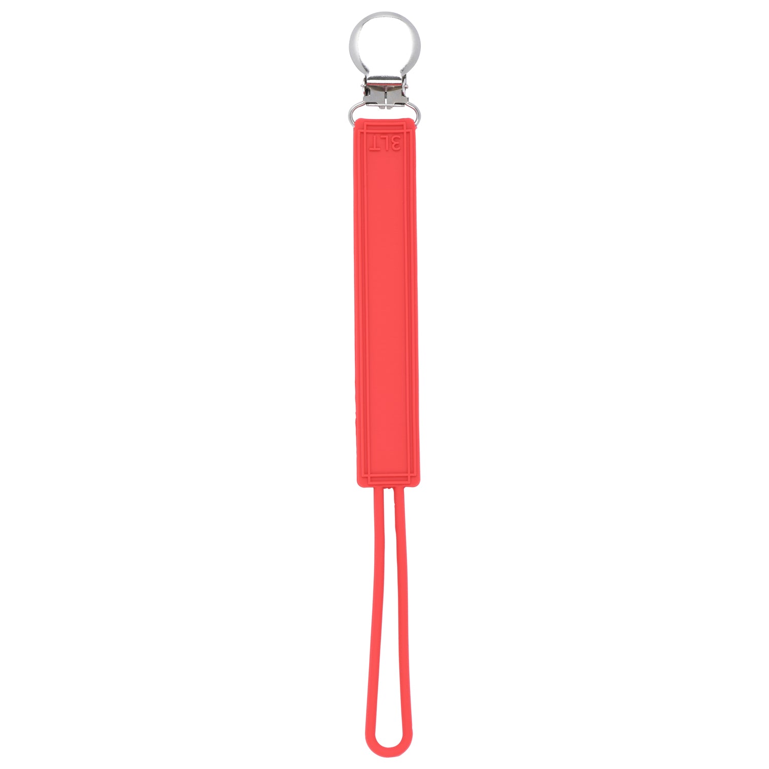 Classic Red All Silicone One Piece Pacifier Clip