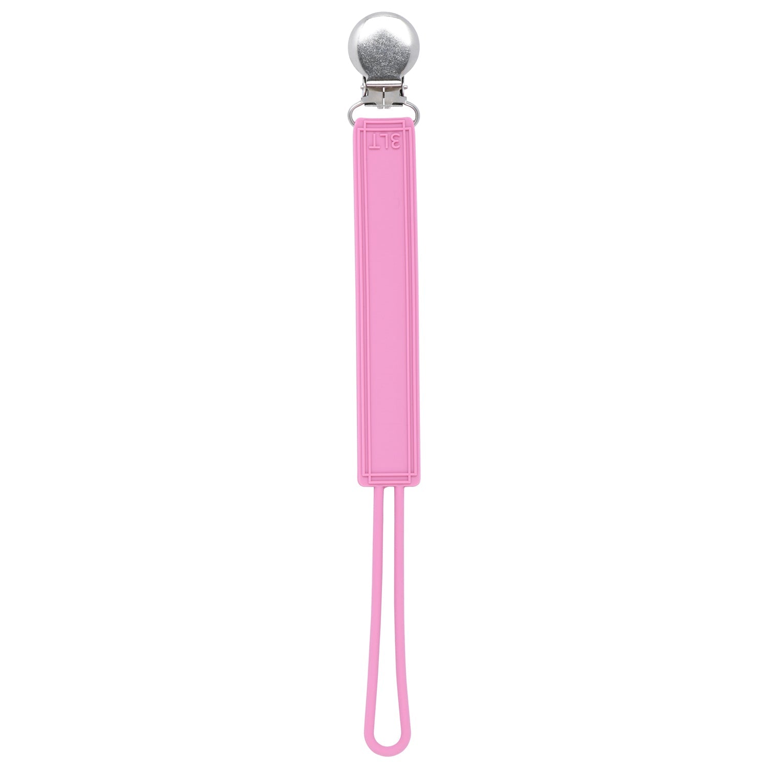 Classic Rose Pink All Silicone One Piece Pacifier Clip